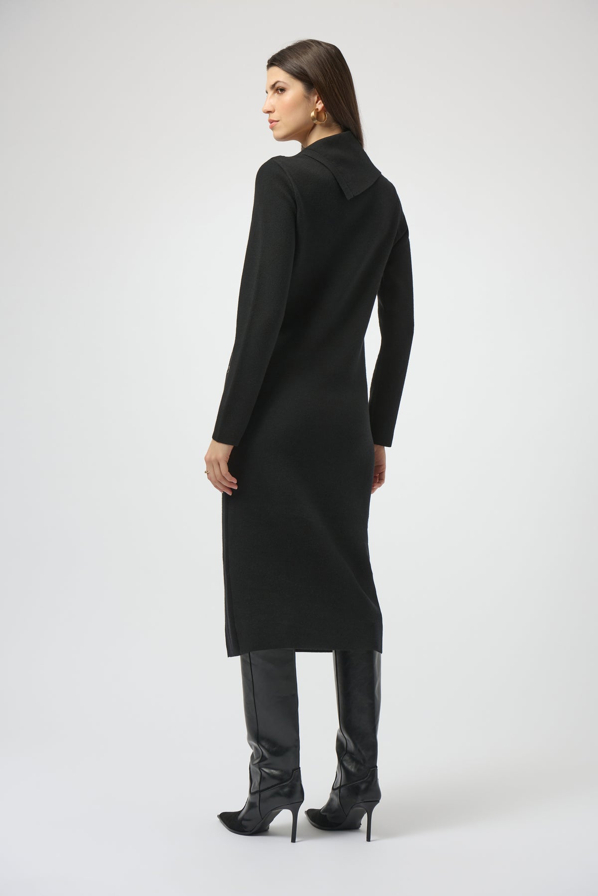 Joseph Ribkoff Black Sweater Knit Sheath Dress with Eyelet Detail