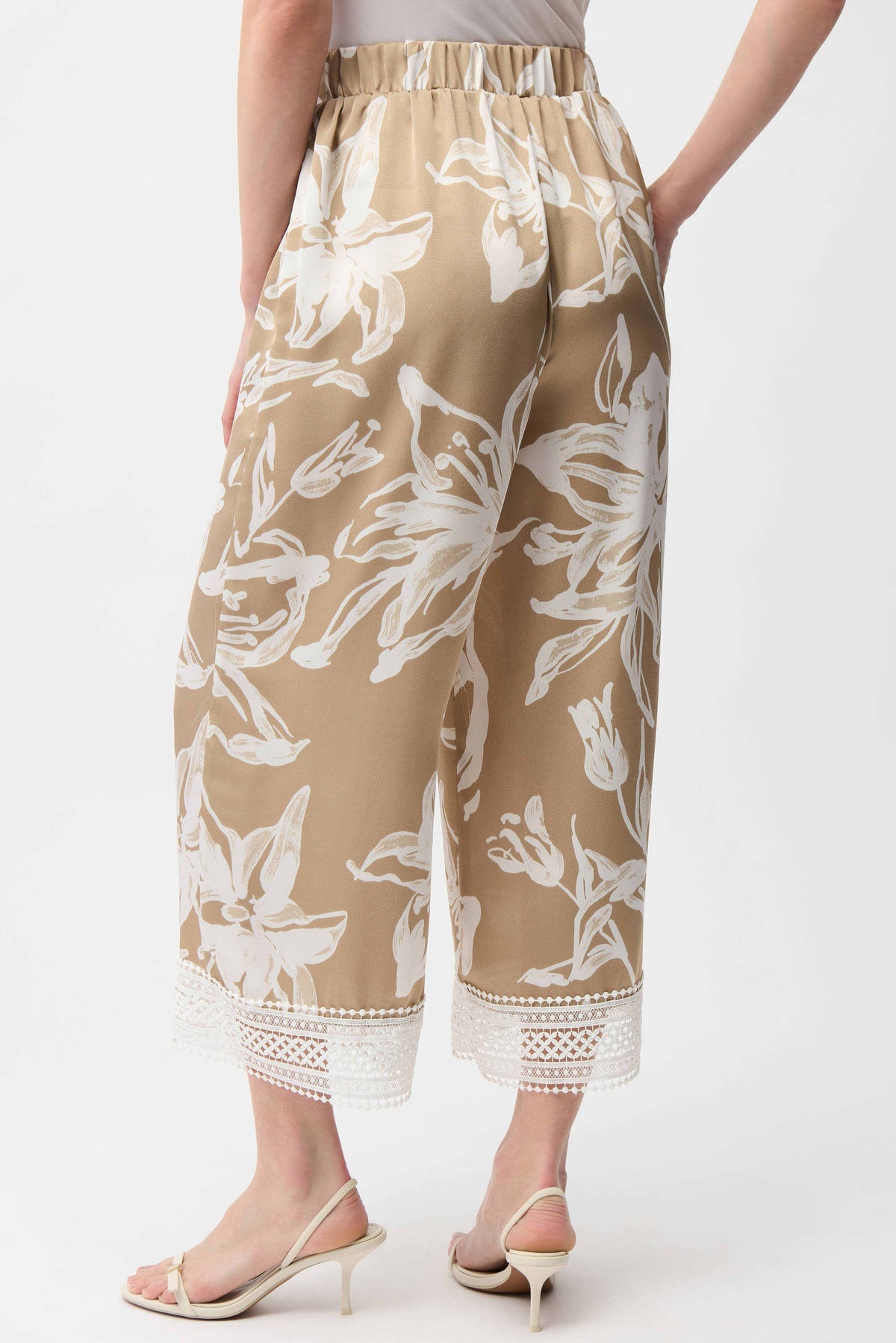 Joseph Ribkoff Recycled Satin Floral Print Pull-On Culotte Pants