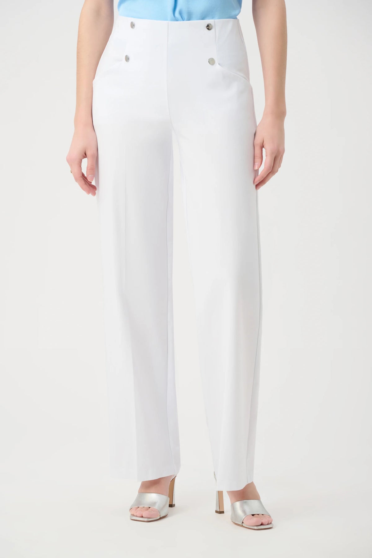 Joseph Ribkoff White Millennium Wide Leg Pull-On Pants