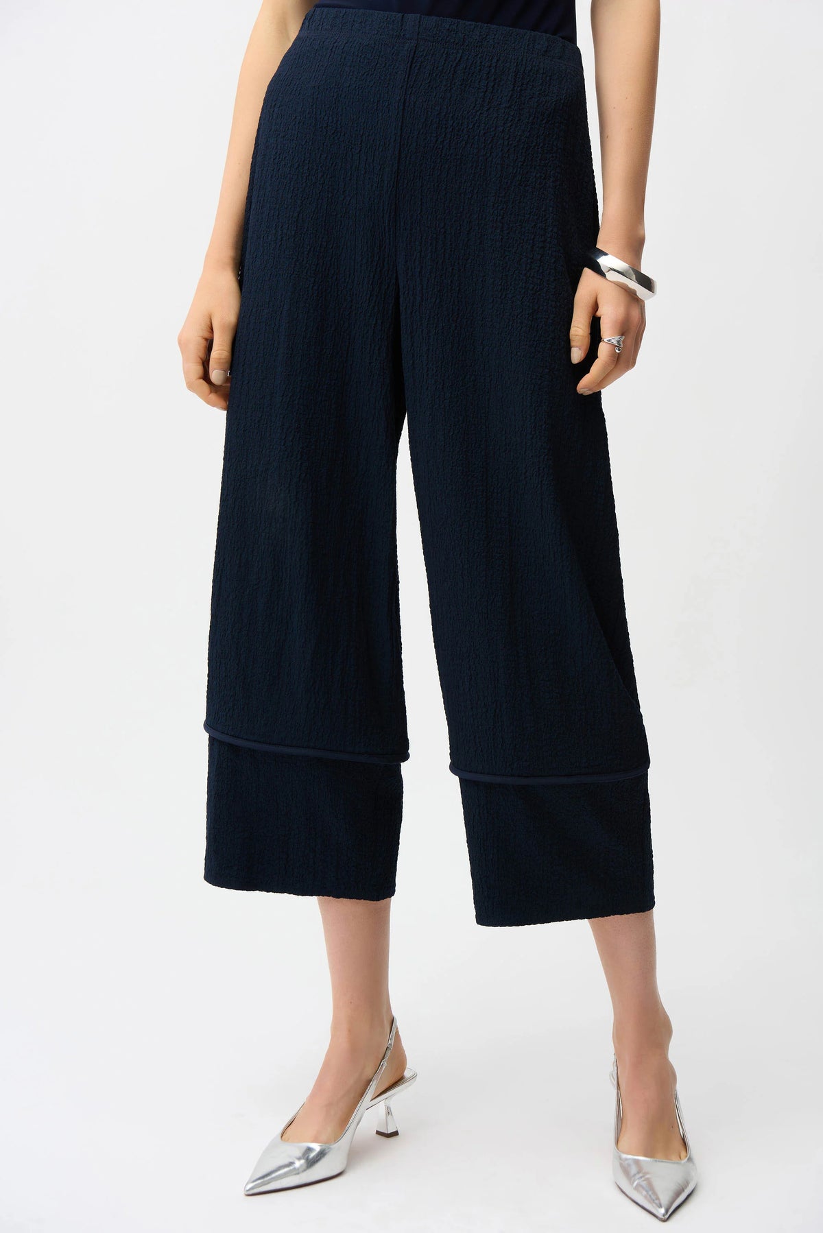 Joseph Ribkoff Midnight Blue Seersucker Balloon Pull-On Pants