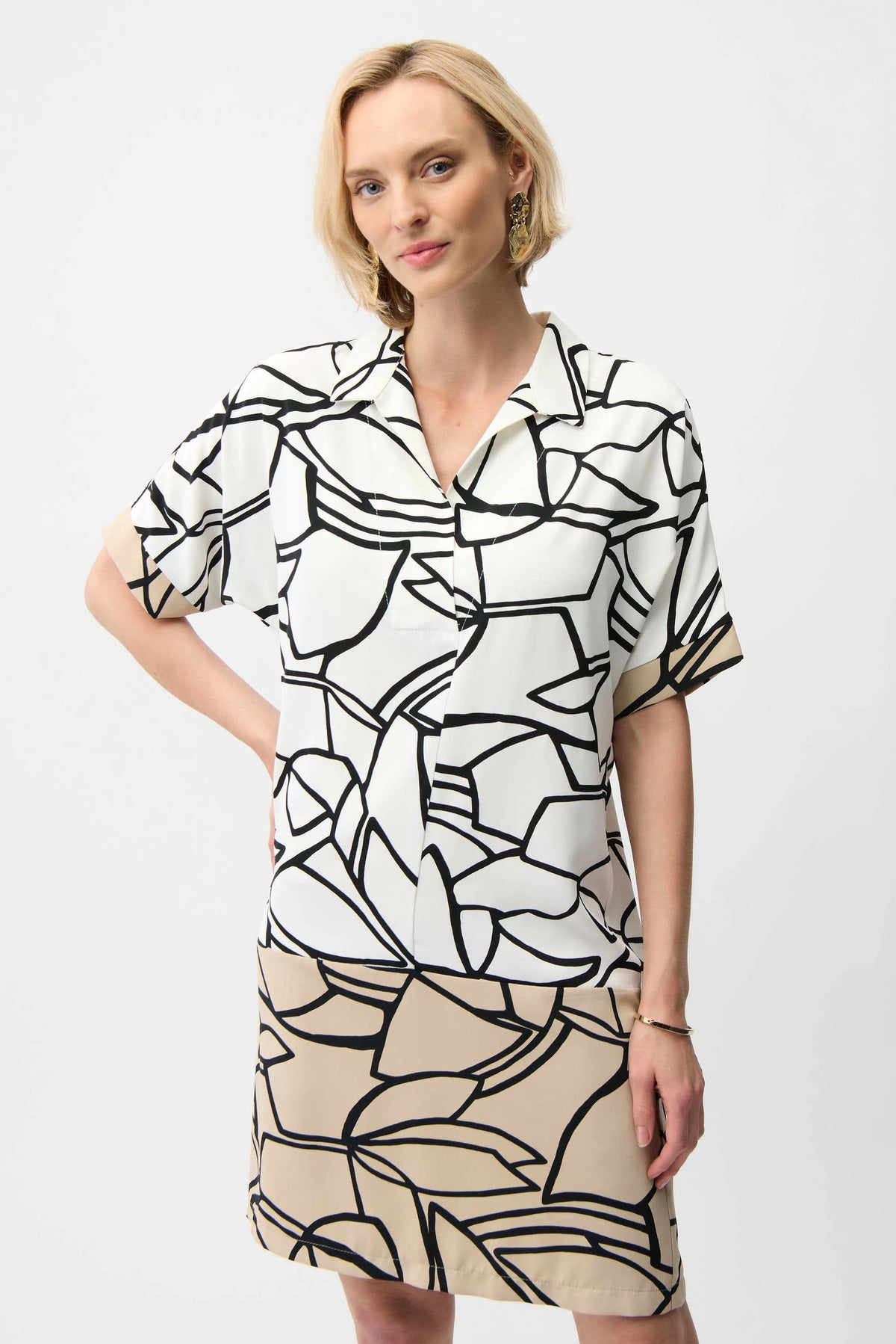 Joseph Ribkoff Recycled Woven Abstract Print Shirt Dress