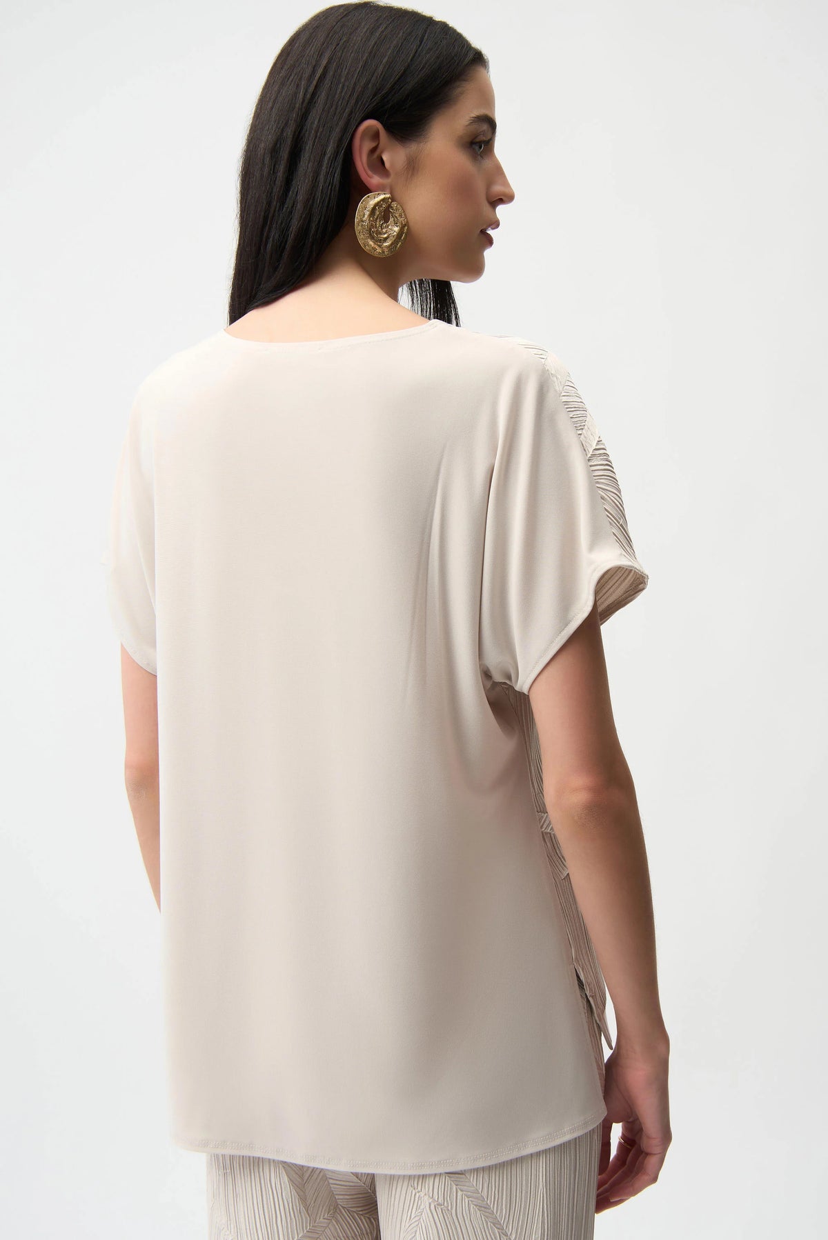 Joseph Ribkoff Moonstone Pleated Satin Boxy Top With Silky Knit Back