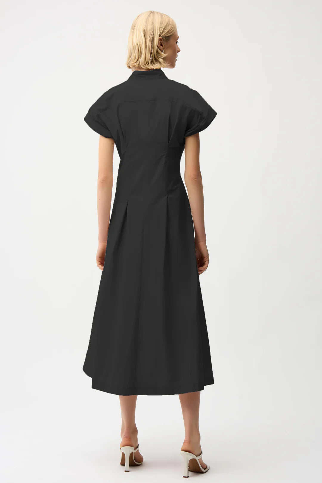Joseph Ribkoff Black Memory Fit And Flare Dress With Tie Waist