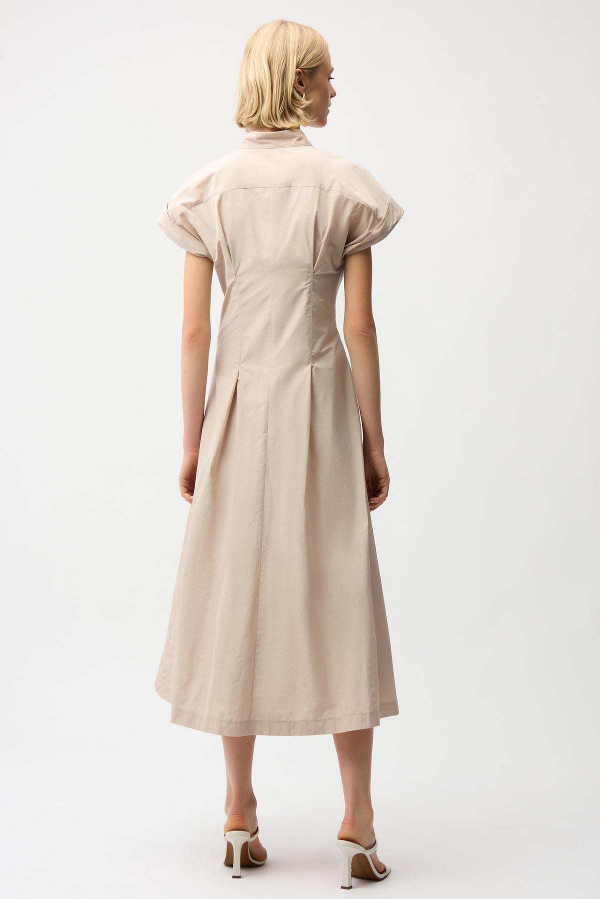 Joseph Ribkoff Parchment Memory Fit And Flare Dress With Tie Waist