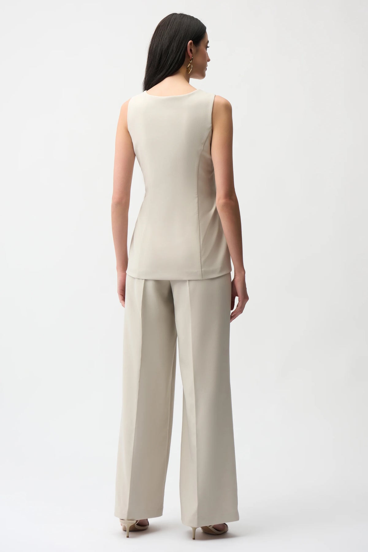 Joseph Ribkoff Lux Twill Wide-Leg Pantsuit-Style Jumpsuit