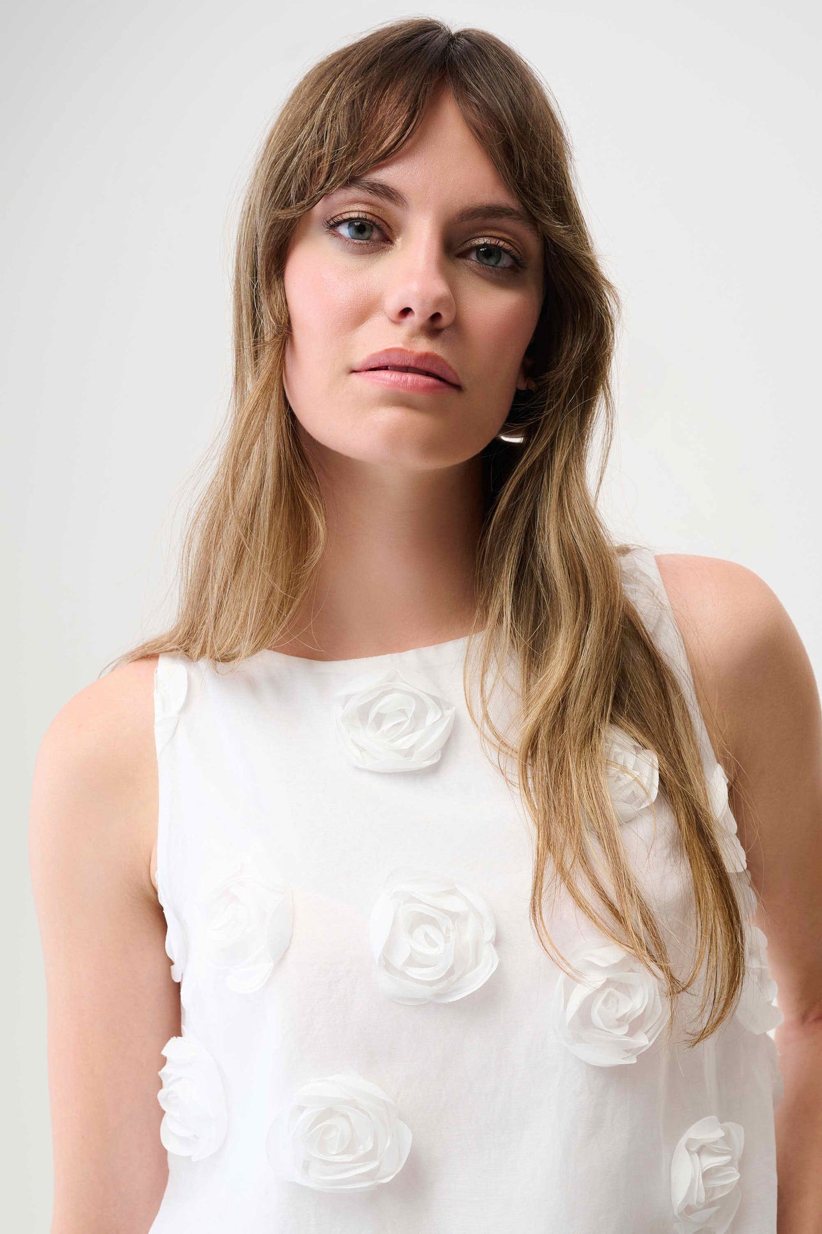 Joseph Ribkoff Novelty Novelty Sleeveless Top With 3D Floral Embroidery