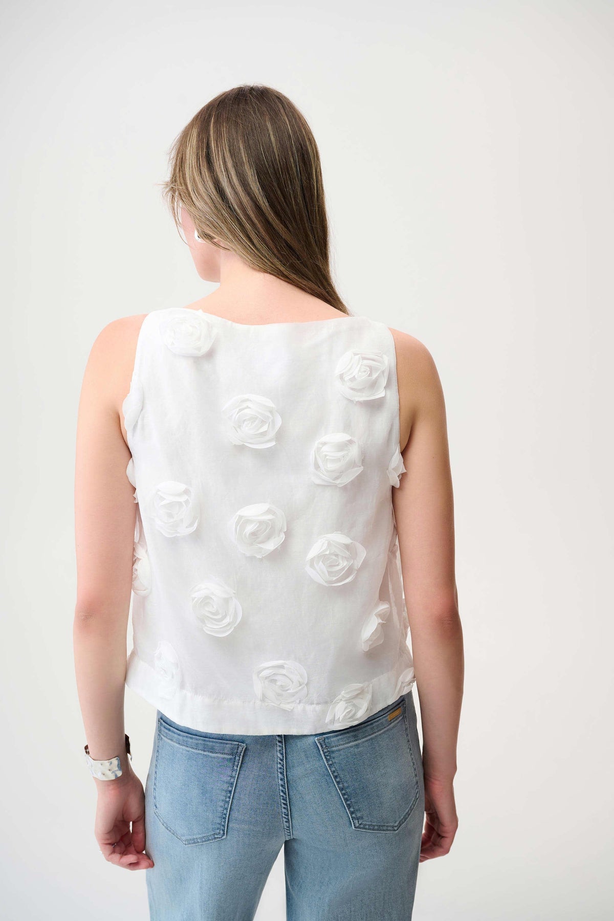 Joseph Ribkoff Novelty Novelty Sleeveless Top With 3D Floral Embroidery
