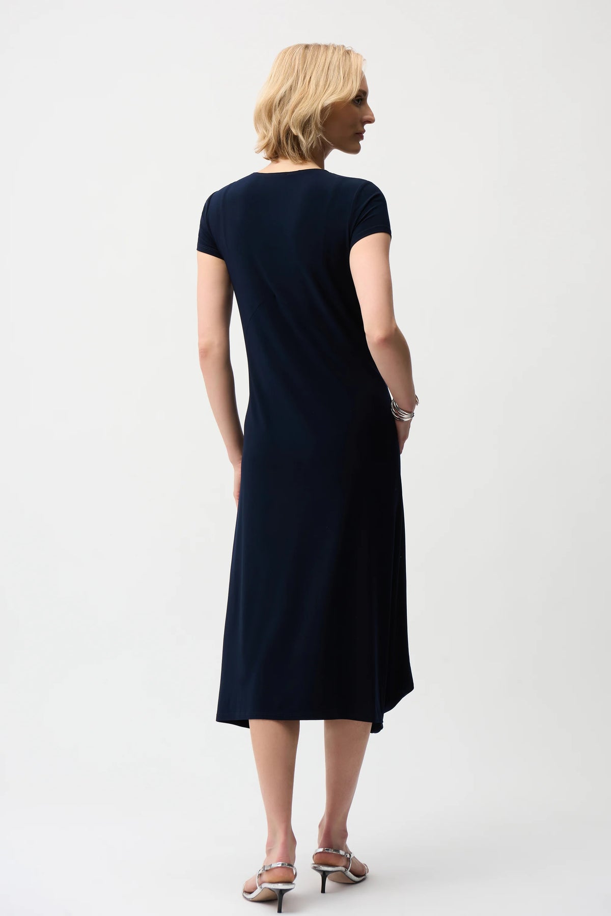 Joseph Ribkoff Midnight Blue Silky Knit Cocoon Dress With Scoop Neckline