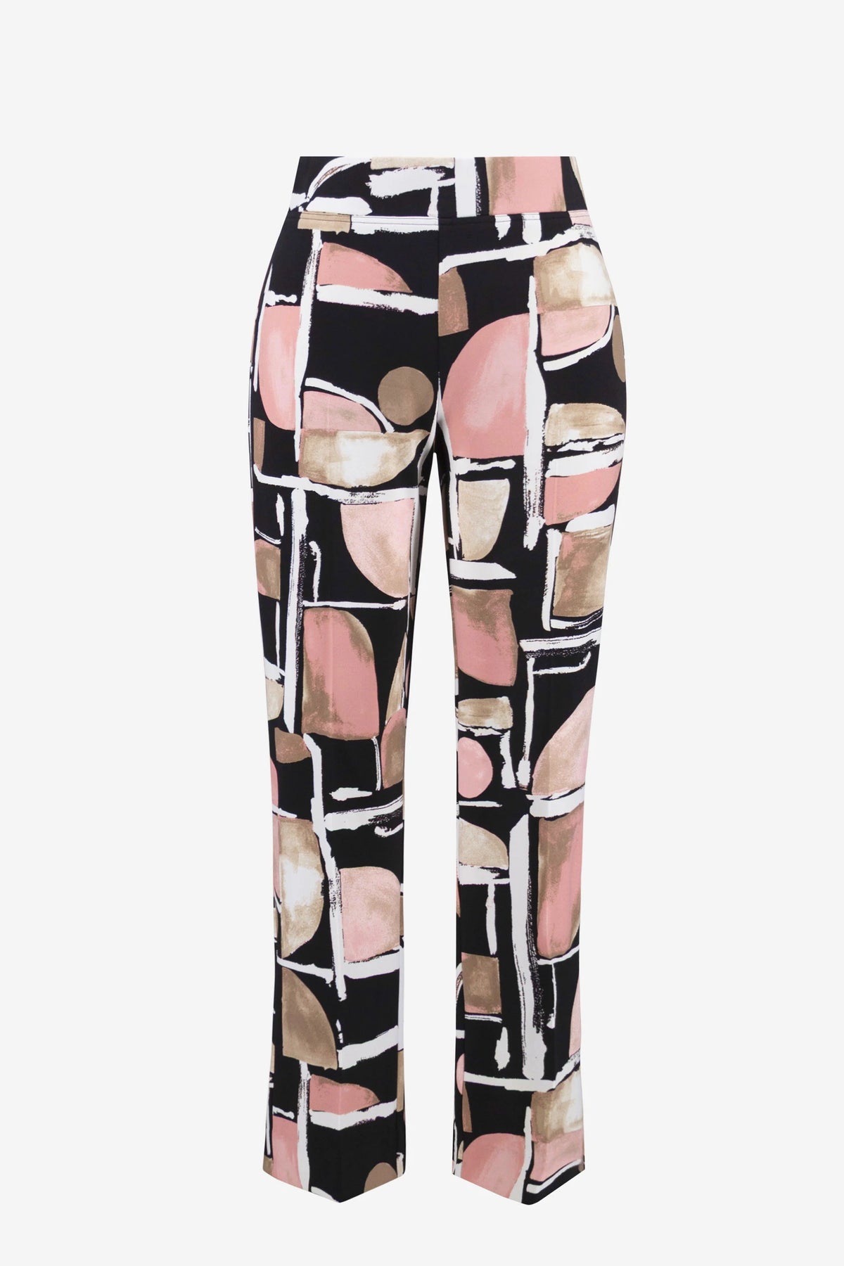 Joseph Ribkoff Black/Multi Silky Knit Abstract Print Straight Pull-On Pants