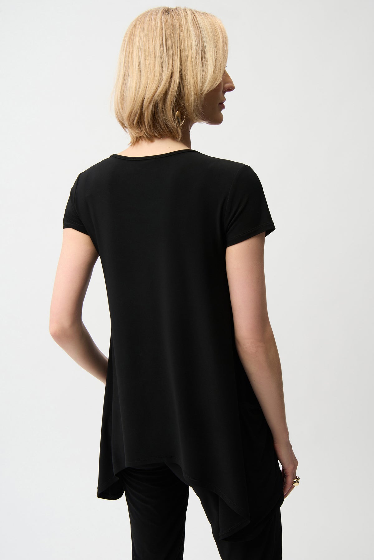 Joseph Ribkoff Black Silky Knit Tunic With Handkerchief Hem