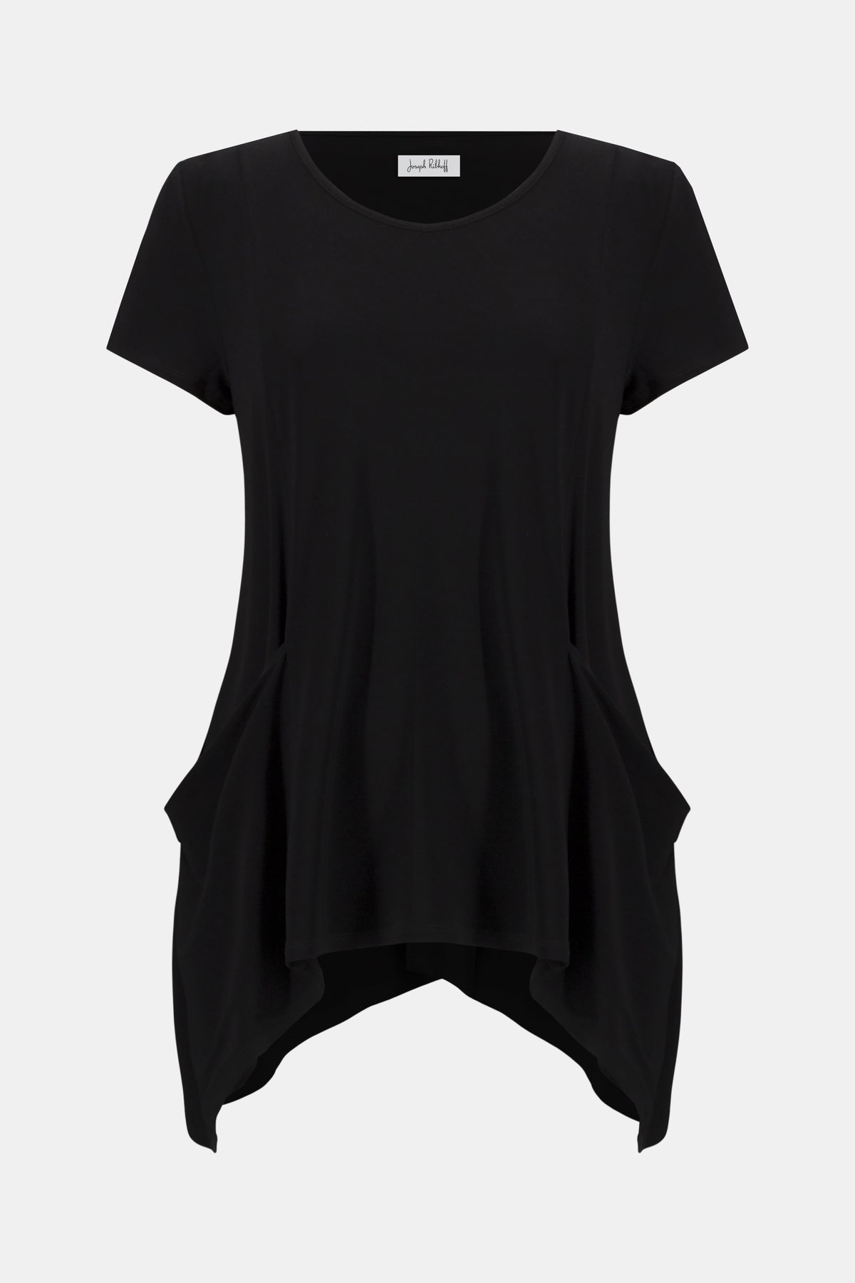 Joseph Ribkoff Black Silky Knit Tunic With Handkerchief Hem