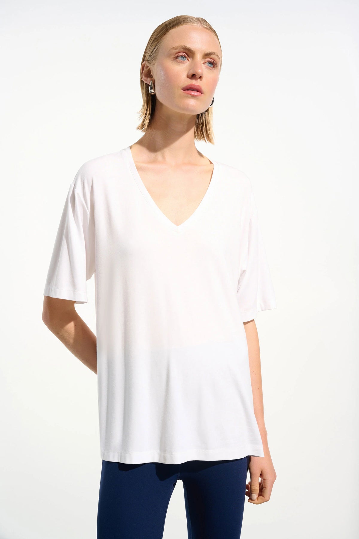 Joseph Ribkoff White Jersey Boxy Tunic With V-neckline