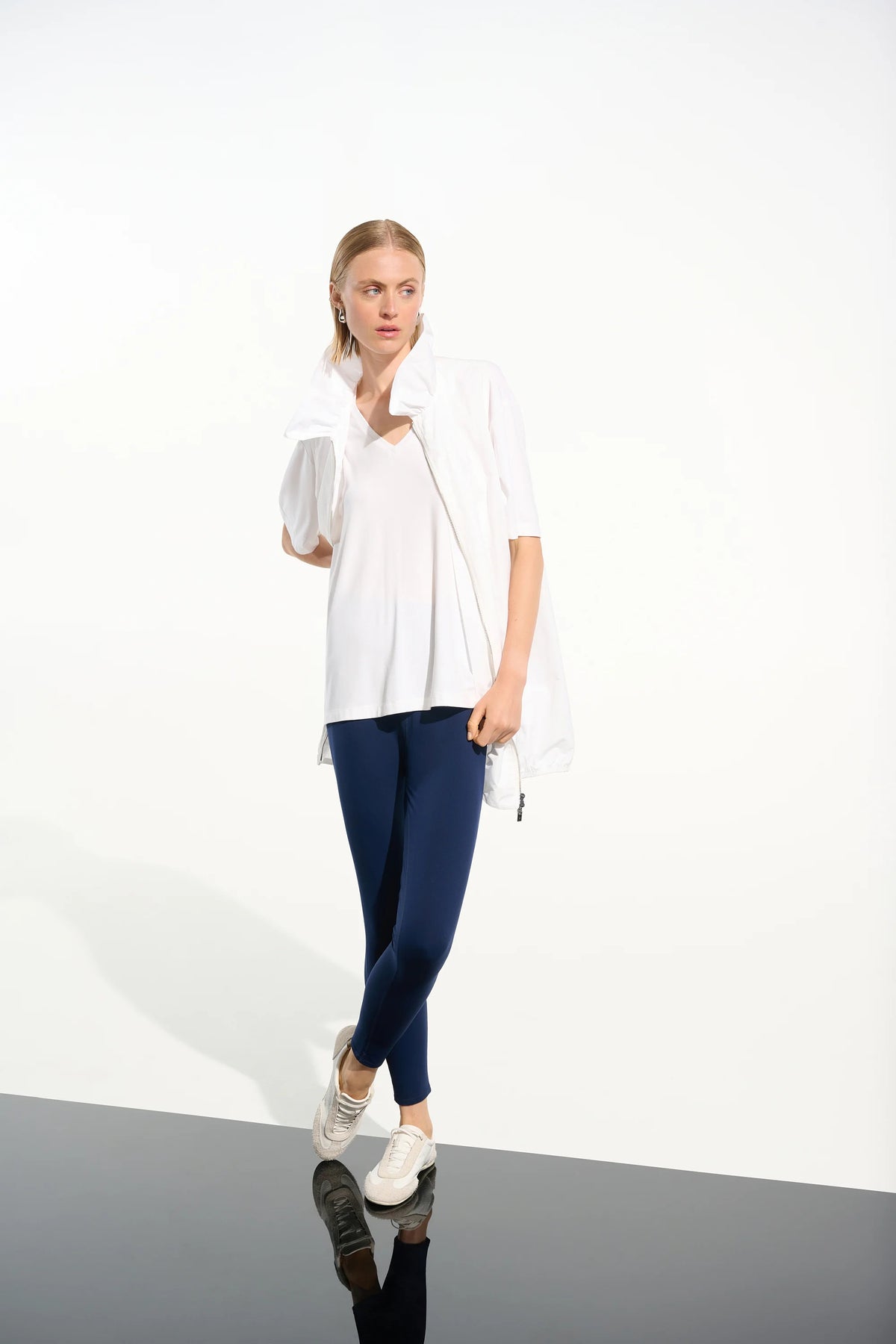Joseph Ribkoff White Jersey Boxy Tunic With V-neckline