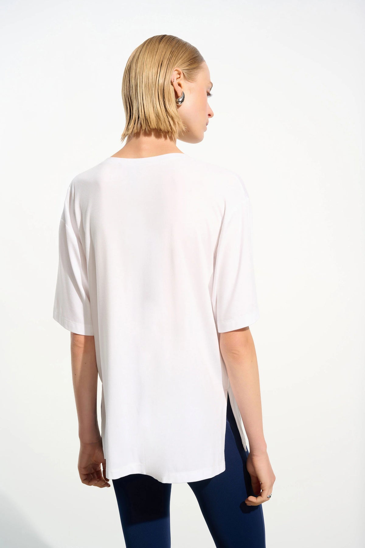 Joseph Ribkoff White Jersey Boxy Tunic With V-neckline