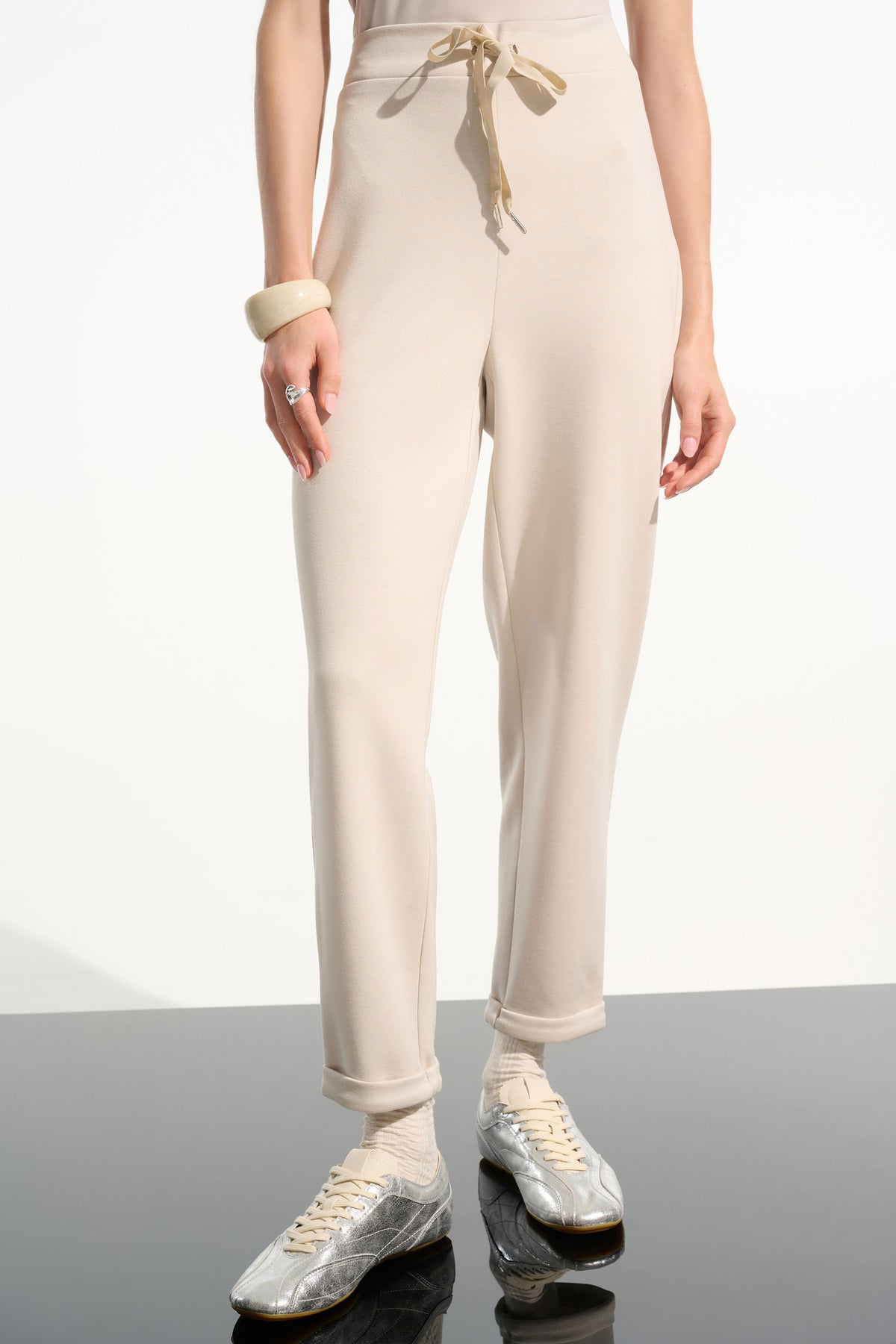 Joseph Ribkoff moonstone Scuba Jersey Pull-On Jogger Pants With Drawstring Waist