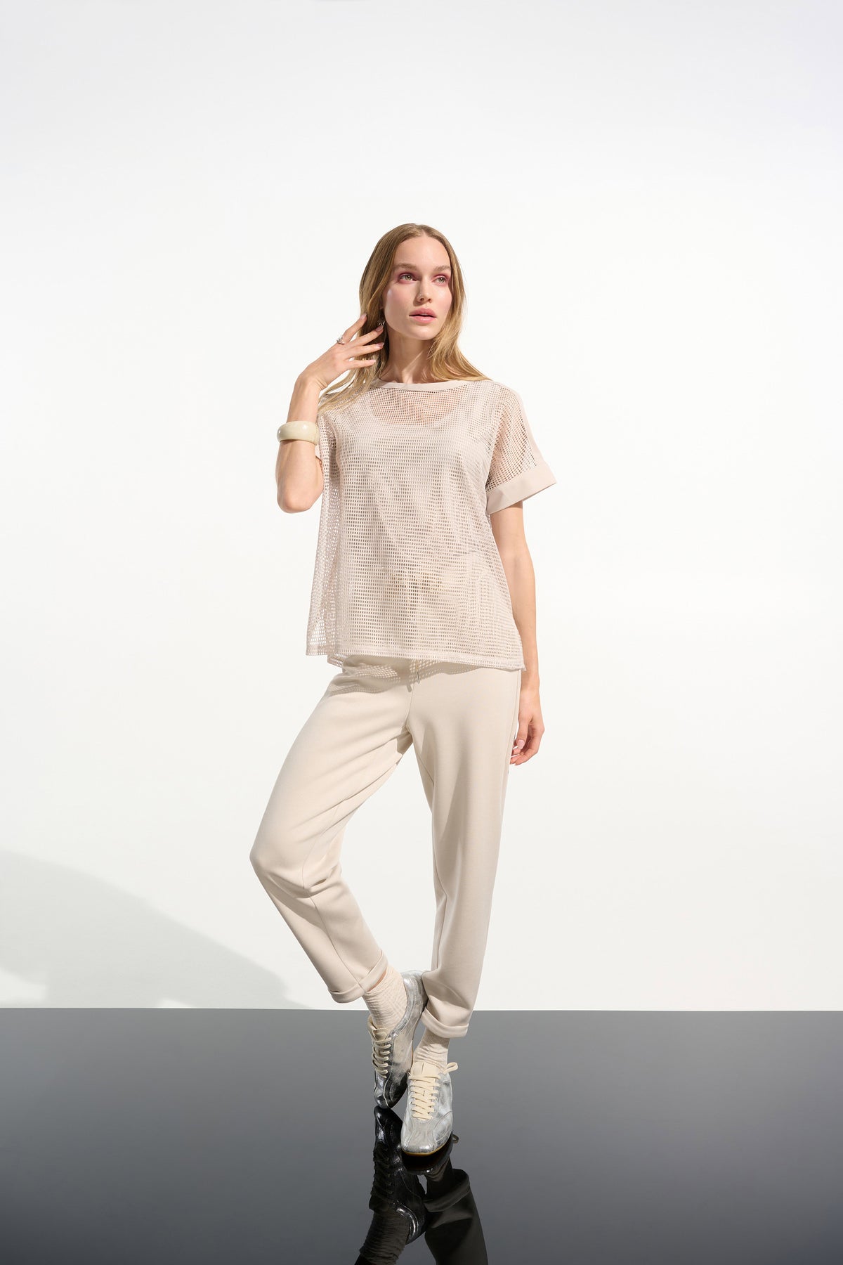 Joseph Ribkoff moonstone Scuba Jersey Pull-On Jogger Pants With Drawstring Waist