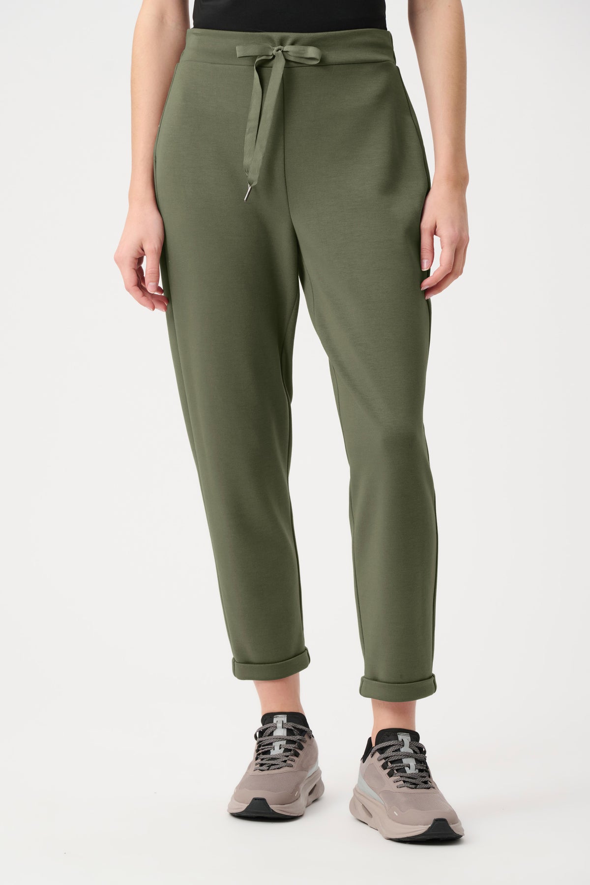 Joseph Ribkoff Avocado Scuba Jersey Pull-On Jogger Pants With Drawstring Waist