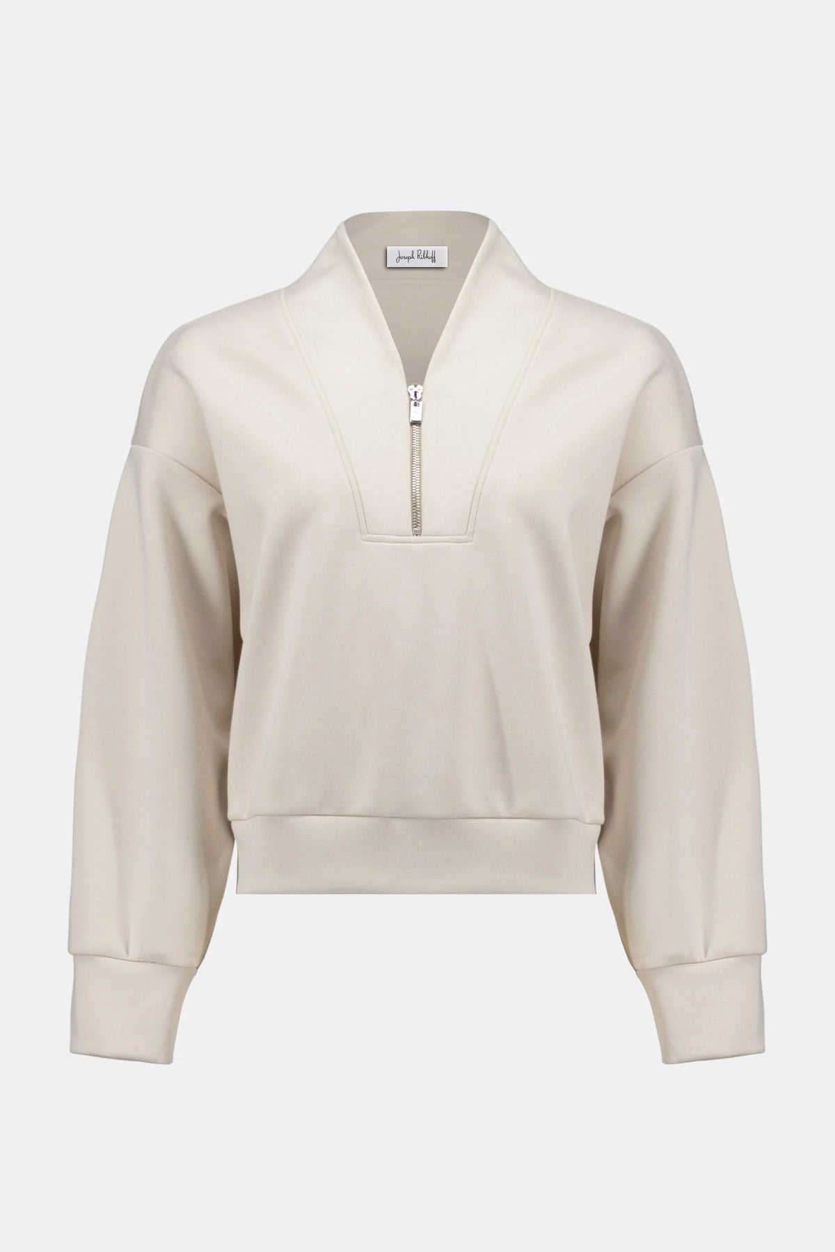 Joseph Ribkoff Moonstone Scuba Jersey Boxy Sweatshirt With High Collar and Front Zipper