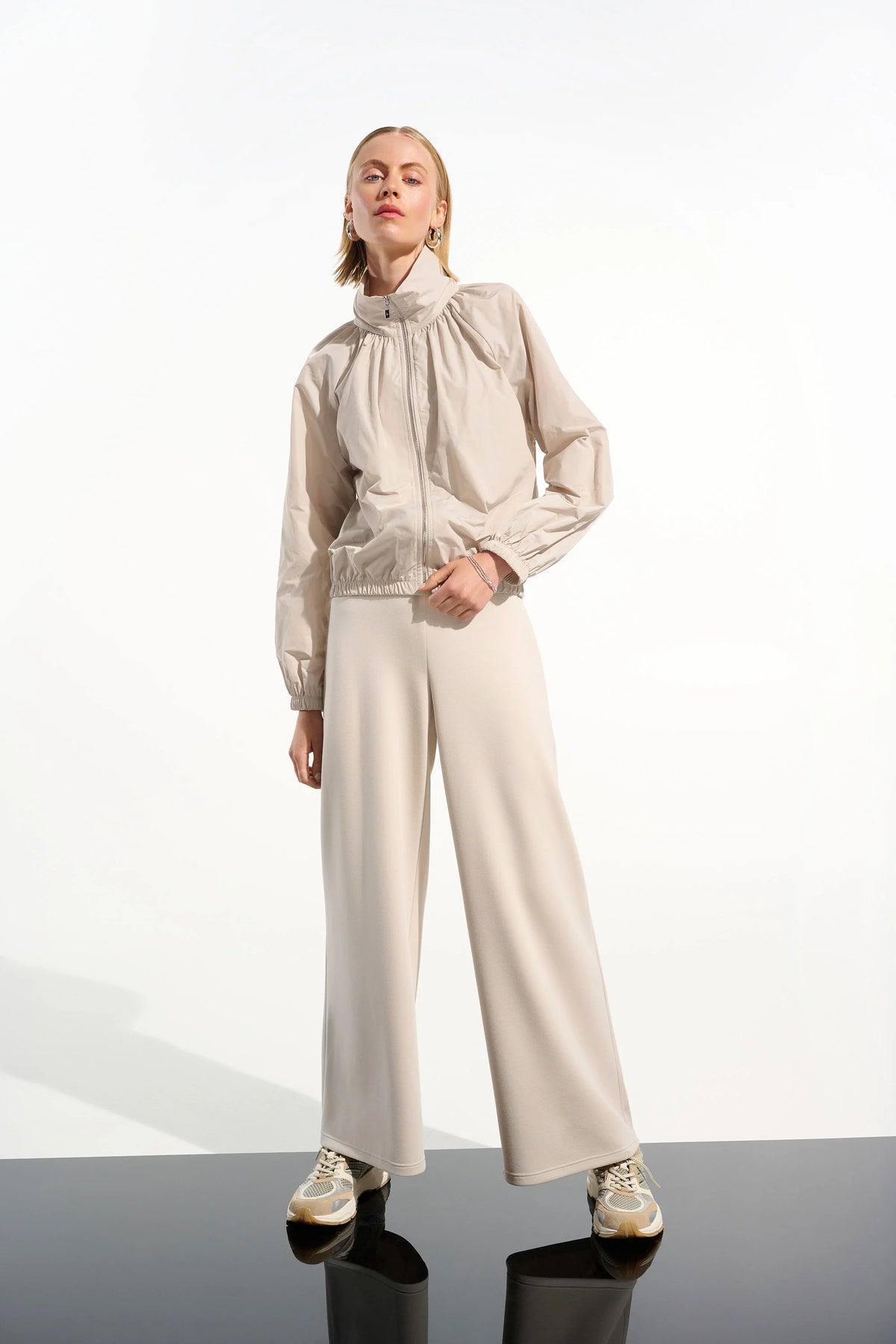 Joseph Ribkoff Moonstone Memory Cocoon Outdoor Jacket With Funnel Collar