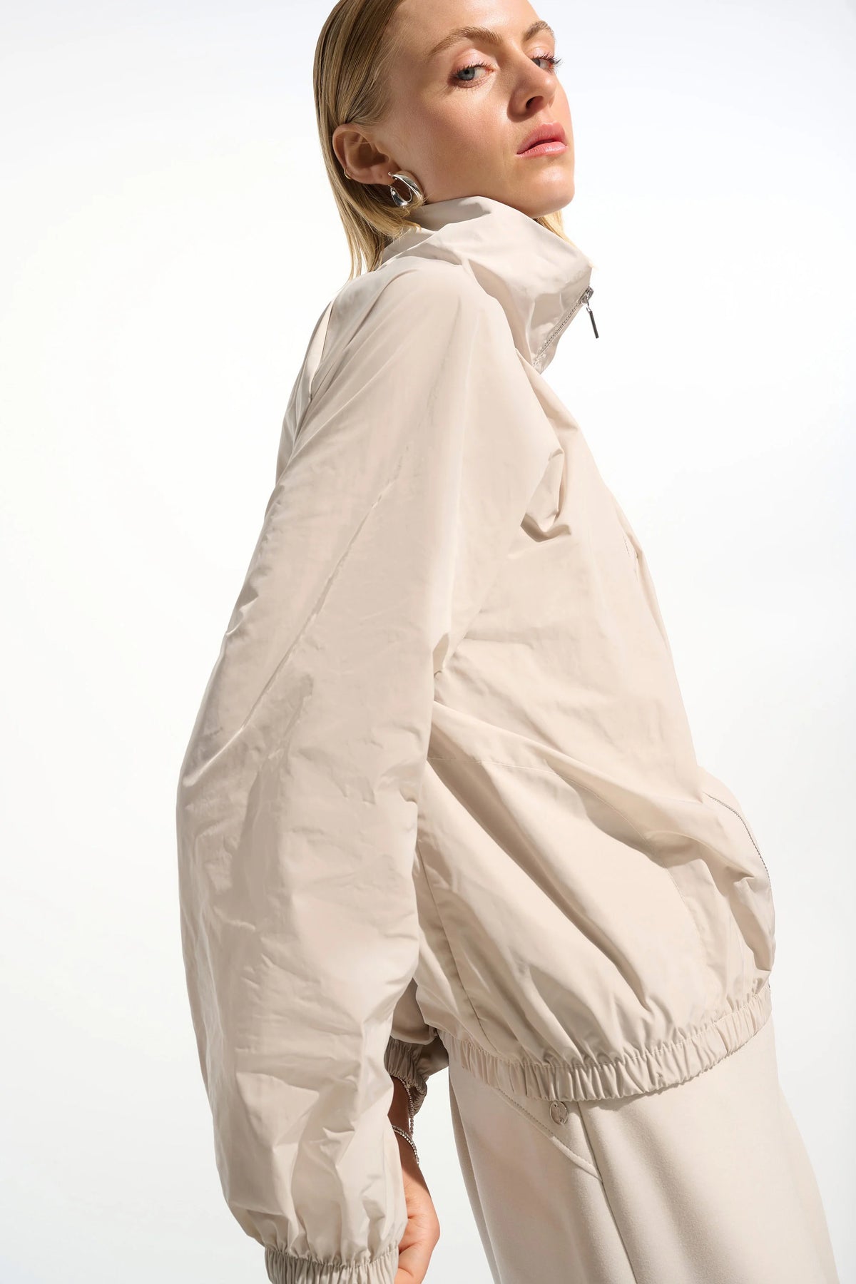 Joseph Ribkoff Moonstone Memory Cocoon Outdoor Jacket With Funnel Collar