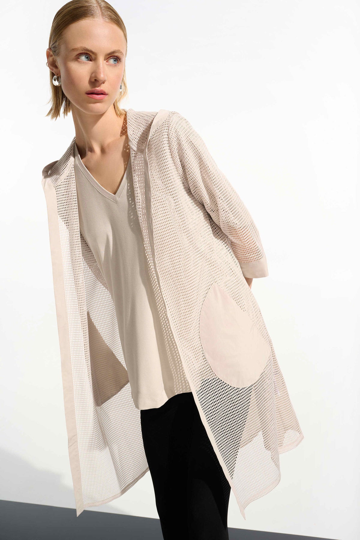 Joseph Ribkoff Moonstone Memory and Mesh A-Line Cover-Up With Hood