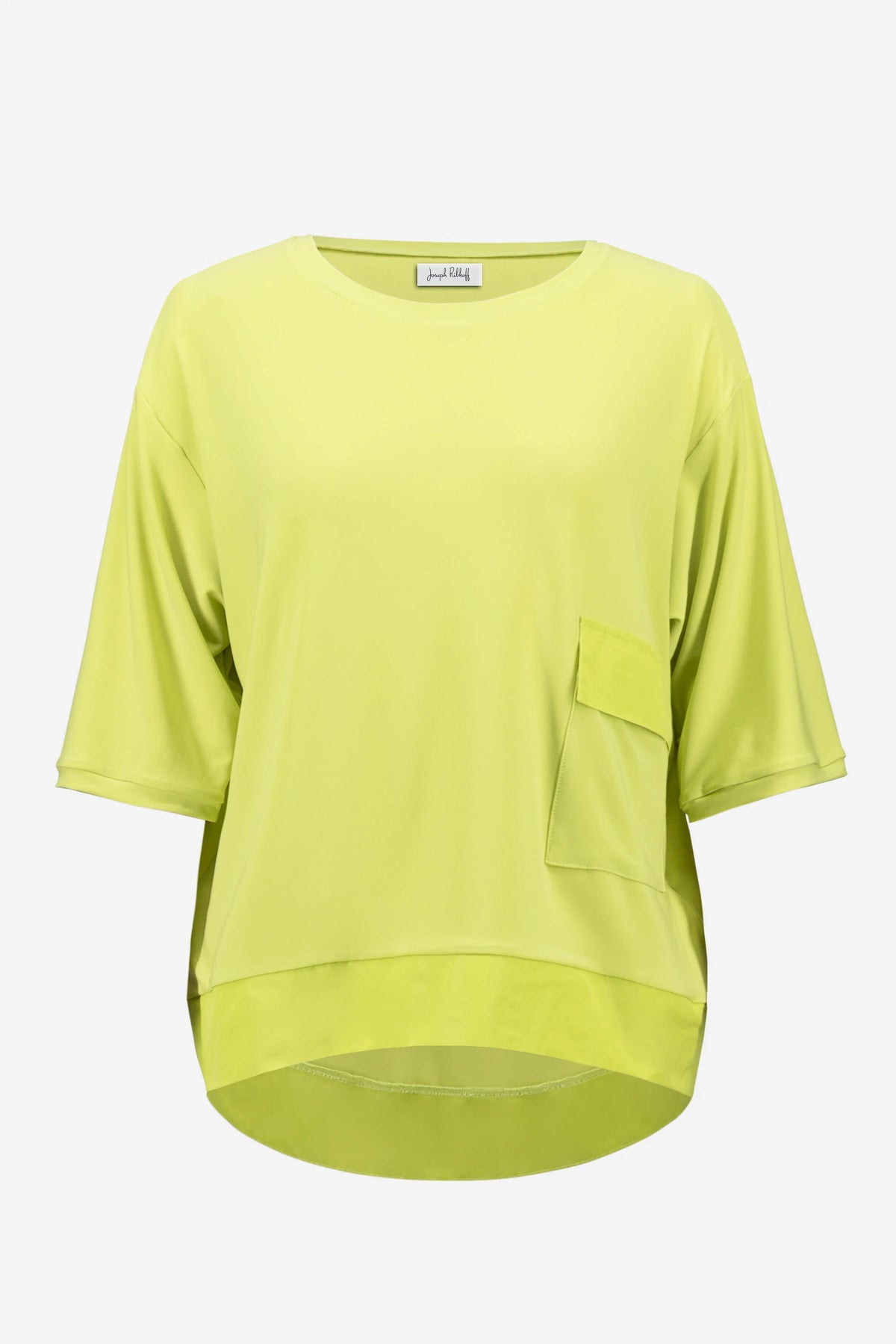 Joseph Ribkoff Honeydew Silky Knit And Memory Boxy Tunic With Pocket Detail