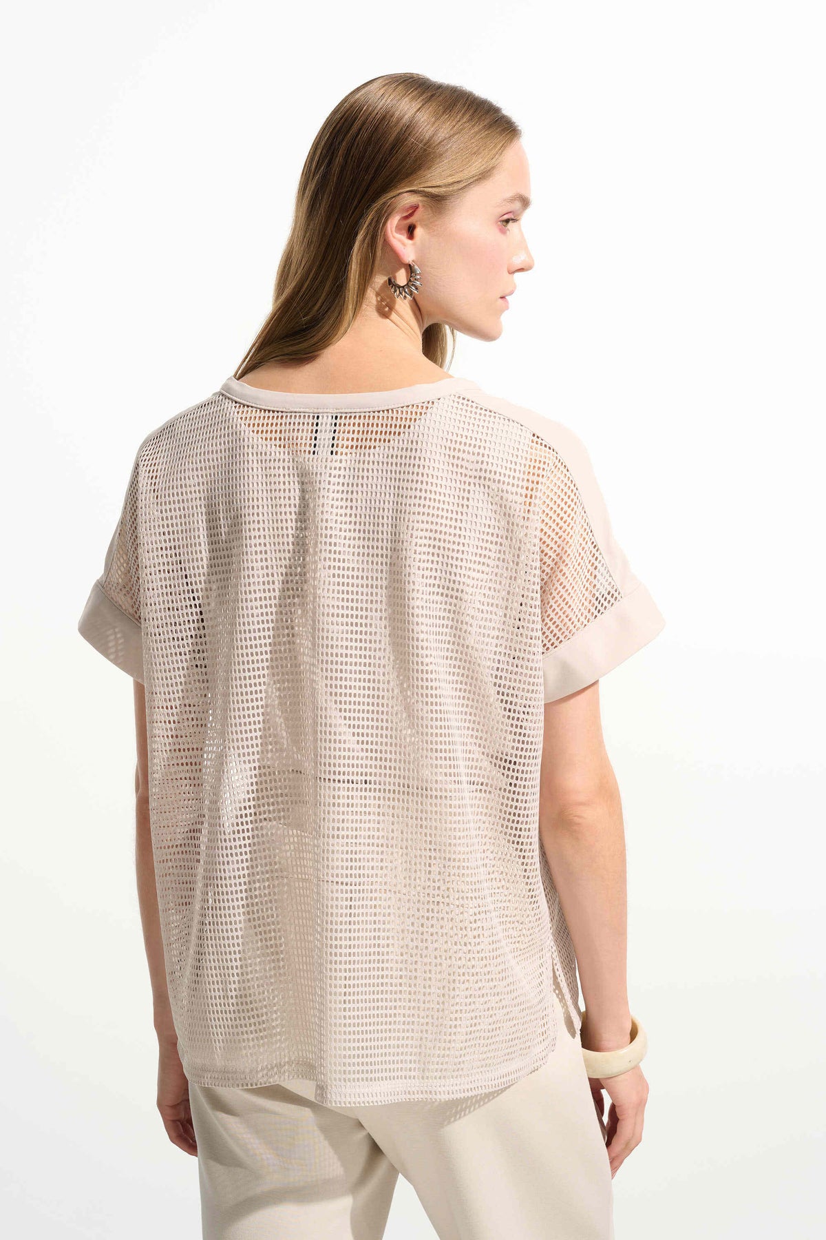 Joseph Ribkoff Moonstone Silky Knit and Mesh Straight Top