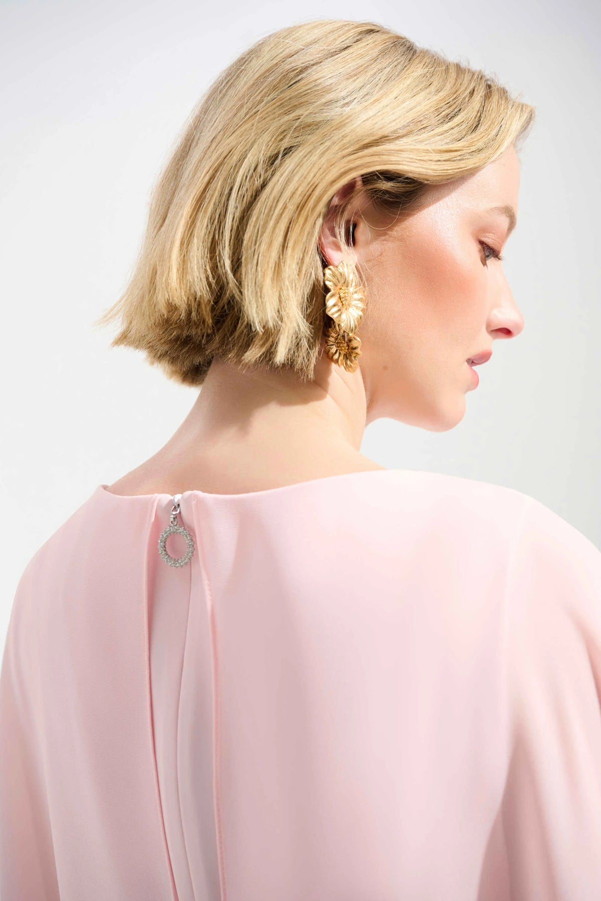 Joseph Ribkoff Petal Pink Signature | Woven Twill A-Line Dress With Chiffon Overlay