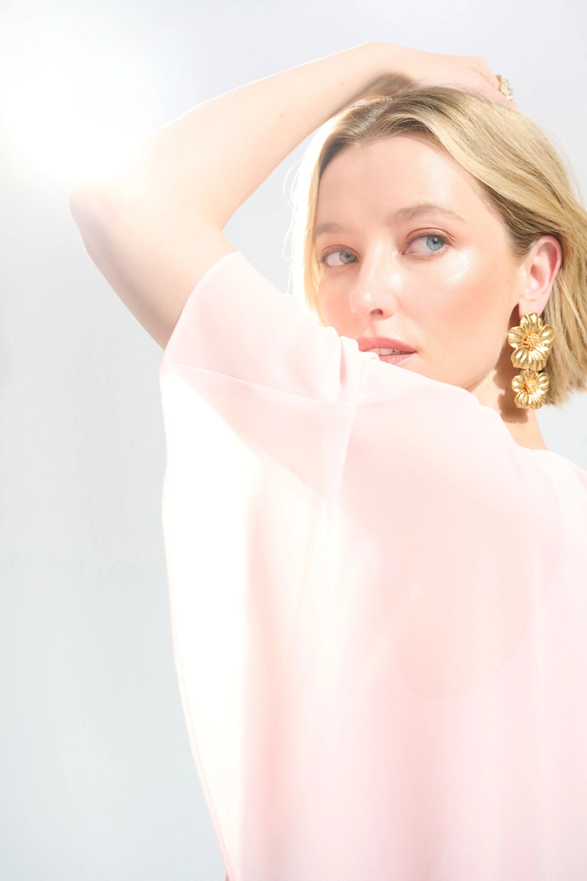 Joseph Ribkoff Petal Pink Signature | Woven Twill A-Line Dress With Chiffon Overlay