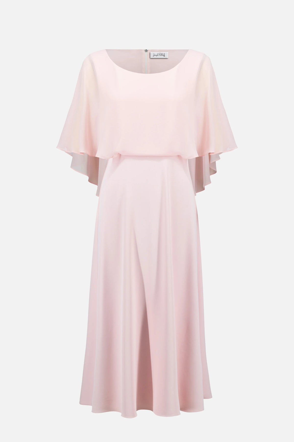 Joseph Ribkoff Petal Pink Signature | Woven Twill A-Line Dress With Chiffon Overlay