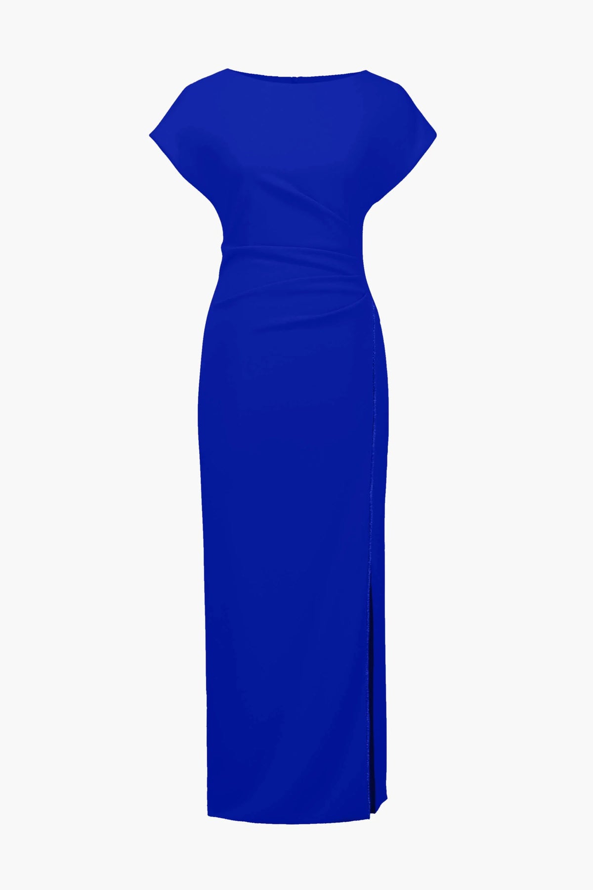 Joseph Ribkoff Royal Sapphire Signature | Scuba Crepe Sheath Gown With Rhinestones Piping