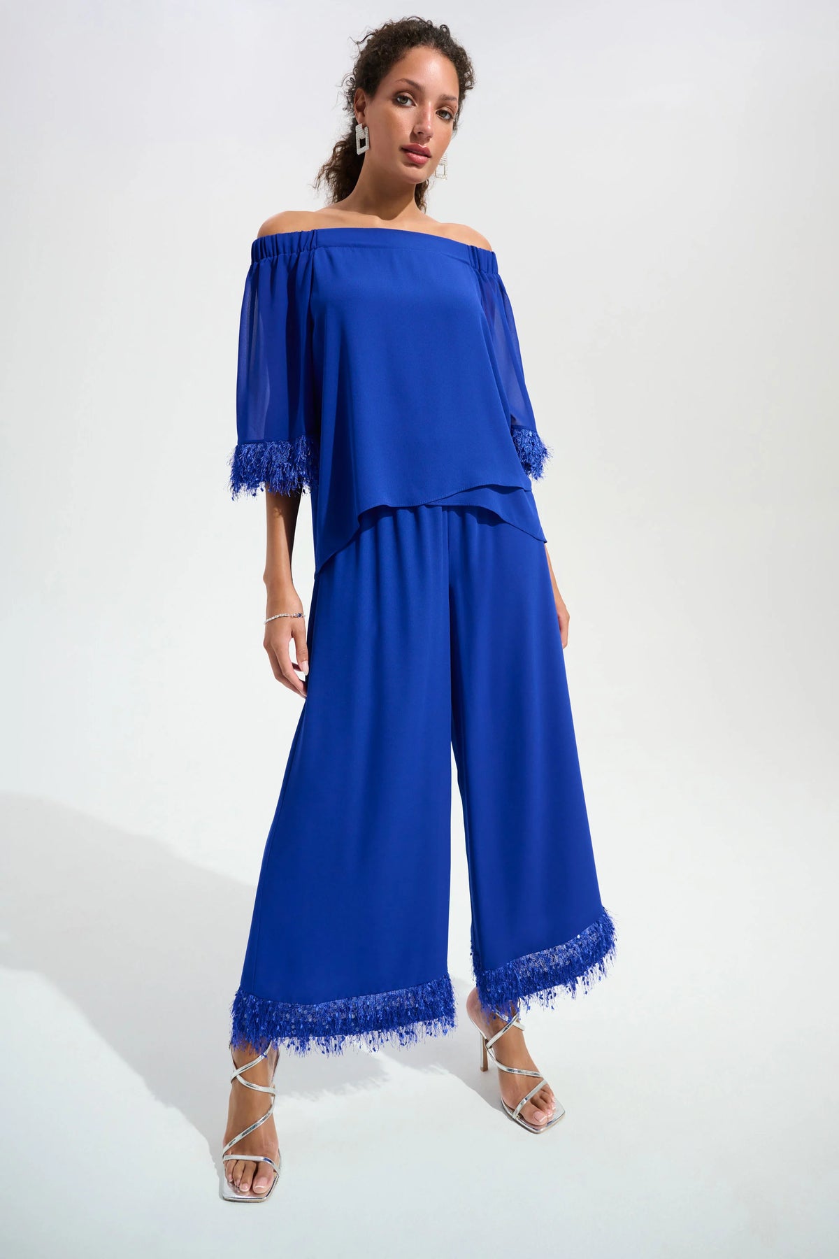 Joseph Ribkoff Royal Sapphire Signature Georgette Wide Leg Culotte With Novelty Hem