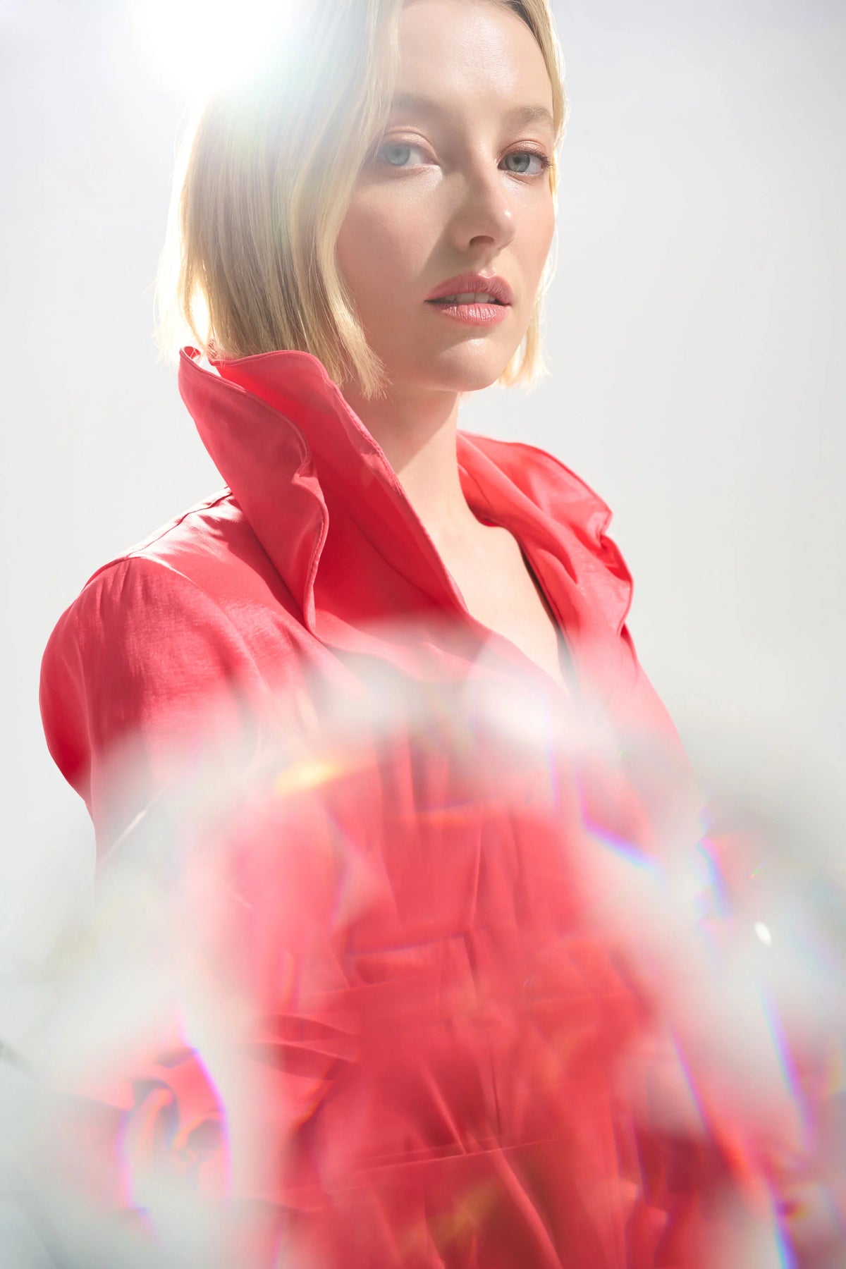 Joseph Ribkoff Paradise Coral Signature | Stretch Taffeta Fit And Flare Dress With Lapel Collar