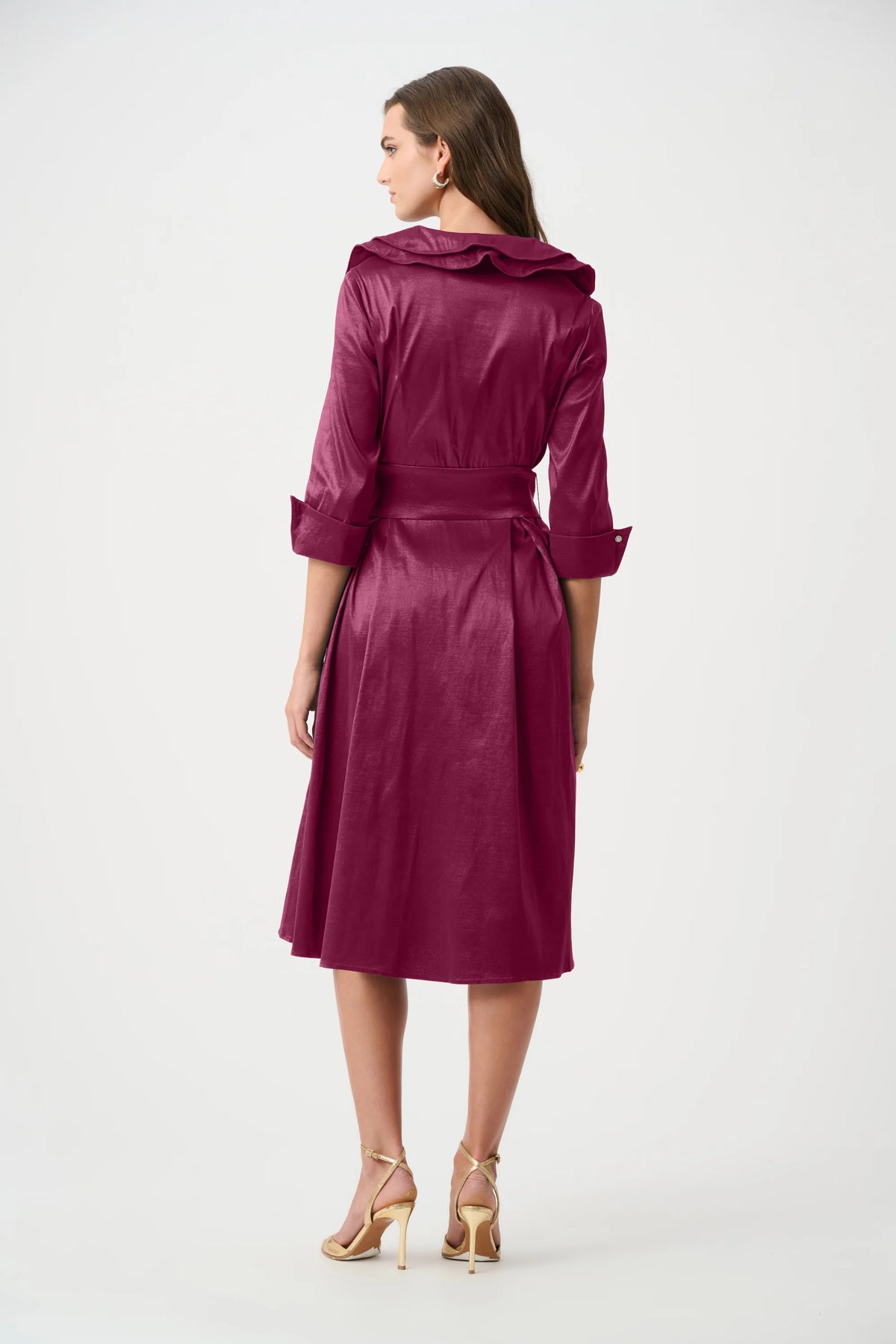 Joseph Ribkoff Berry Burst Signature | Stretch Taffeta Fit And Flare Dress With Lapel Collar