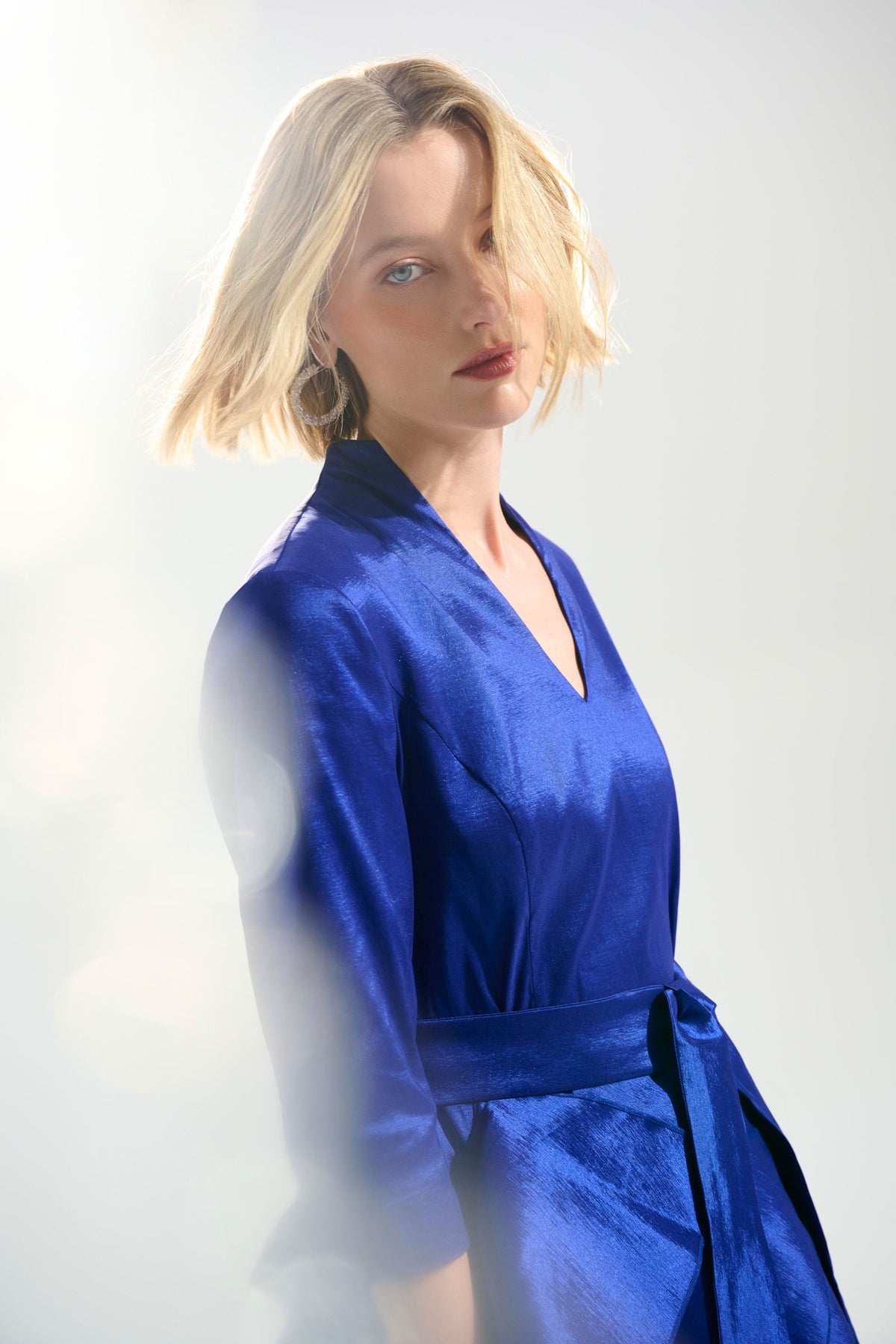 Joseph Ribkoff Signature | Stretch Taffeta Fit And Flare Dress With Cascading Ruffle Skirt