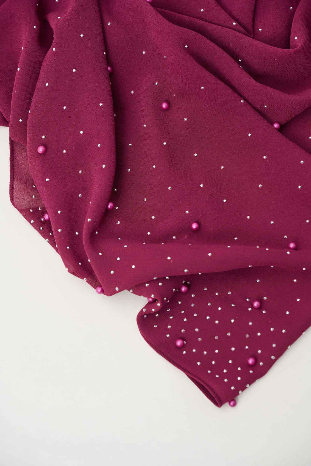 Joseph Ribkoff Berry Burst Signature | Chiffon Rectangular Scarf With Rhinestones and Pearls