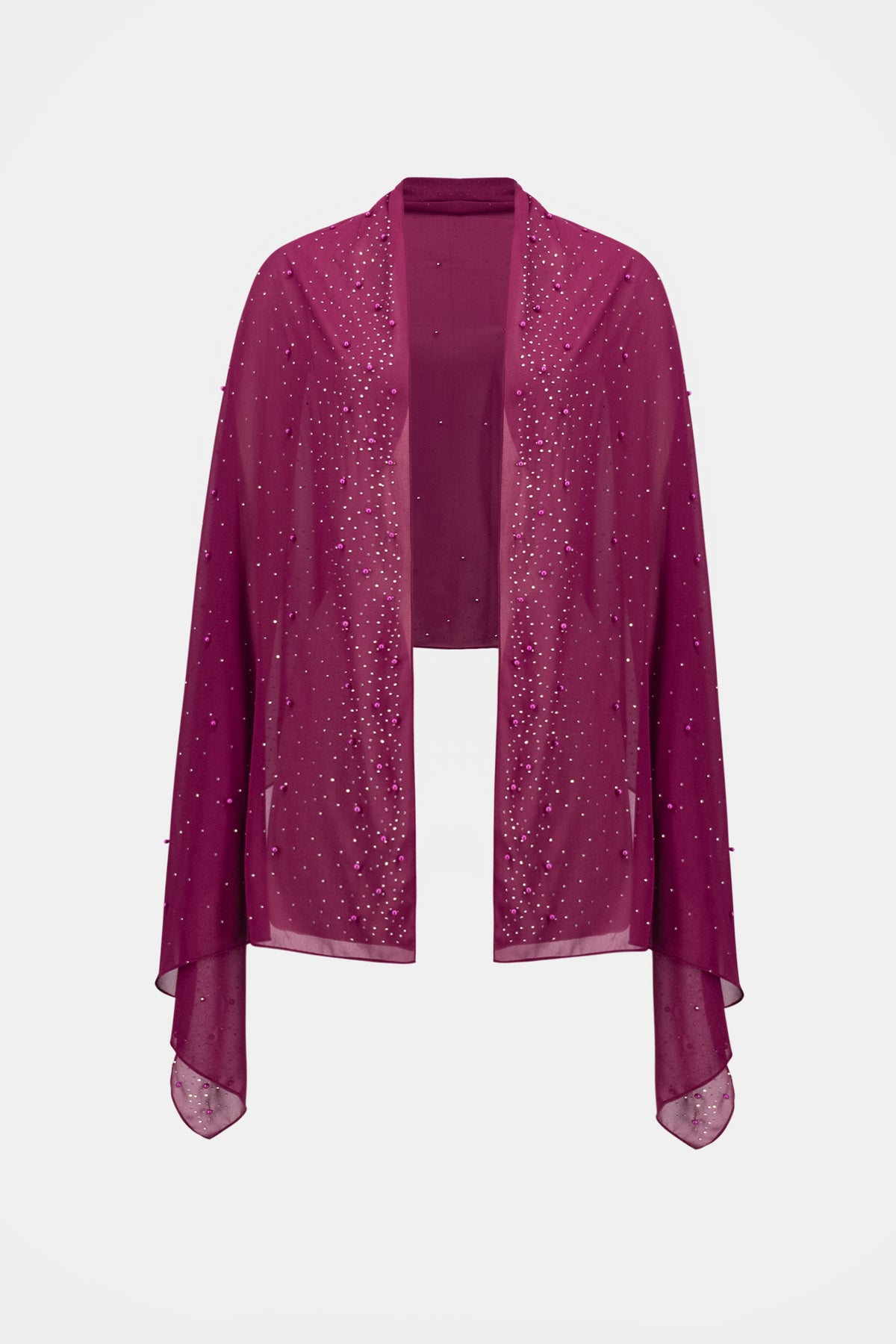 Joseph Ribkoff Berry Burst Signature | Chiffon Rectangular Scarf With Rhinestones and Pearls