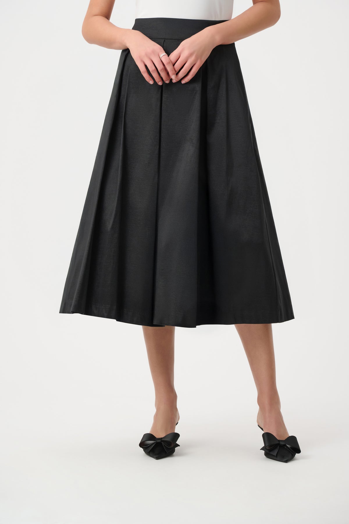 Joseph Ribkoff Black Signature | Stretch Taffeta Flared Skirt With Box Pleats