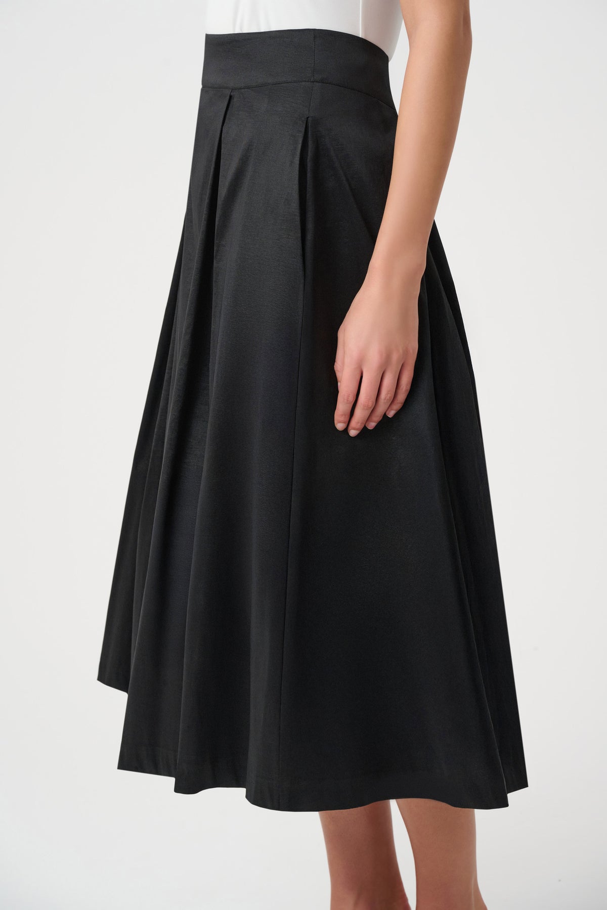 Joseph Ribkoff Black Signature | Stretch Taffeta Flared Skirt With Box Pleats
