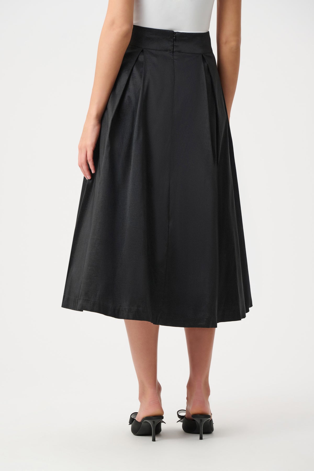 Joseph Ribkoff Black Signature | Stretch Taffeta Flared Skirt With Box Pleats