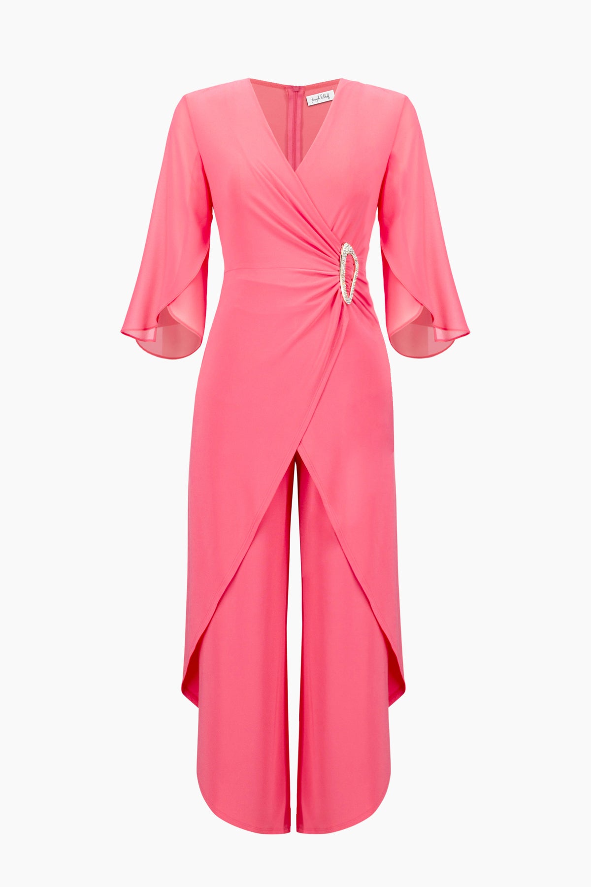 Joseph Ribkoff Paradise Coral Signature | Silky Knit Culotte Jumpsuit With Chiffon Sleeves
