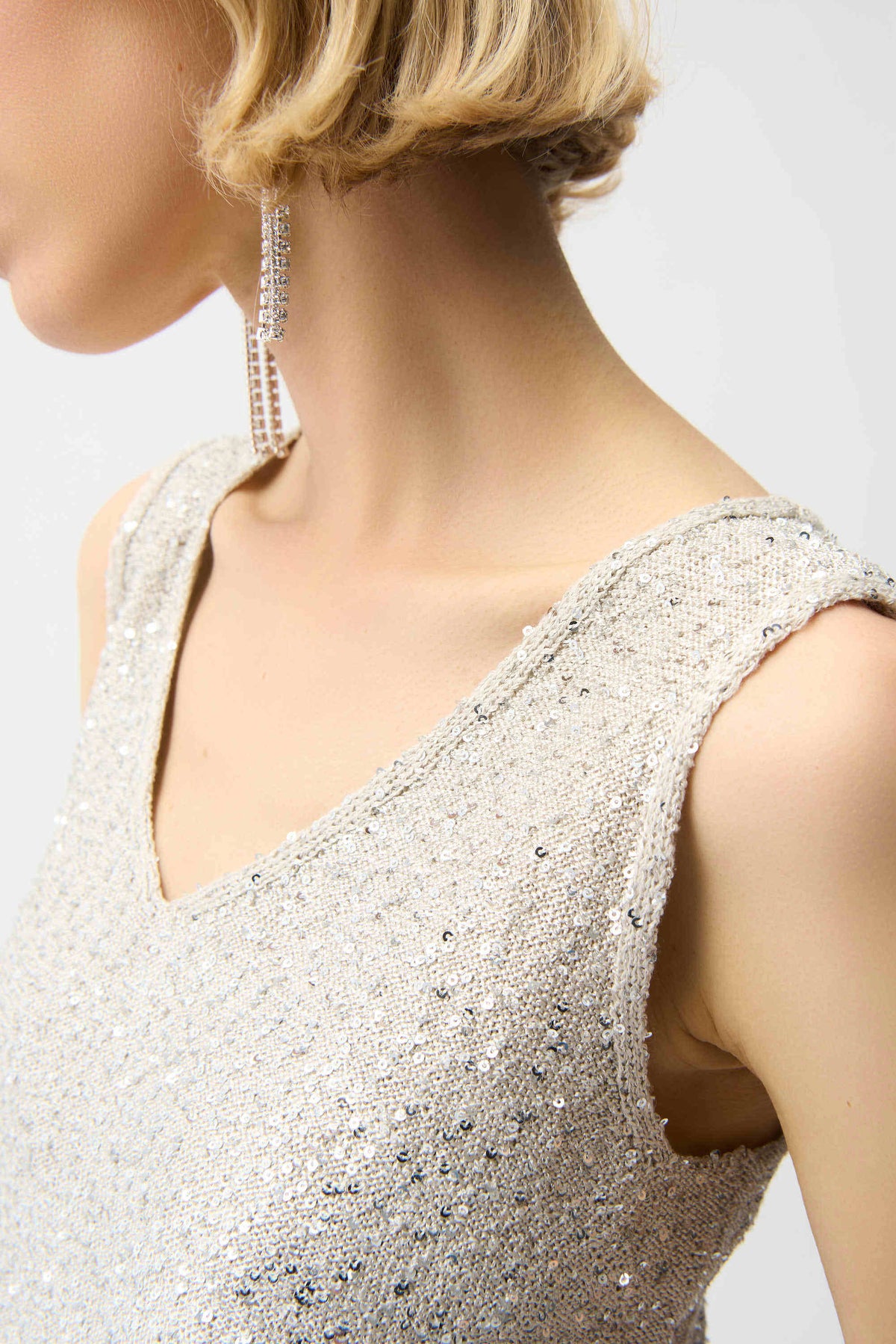 Joseph Ribkoff Moonstone Sequins Yarn V-Neck Camisole