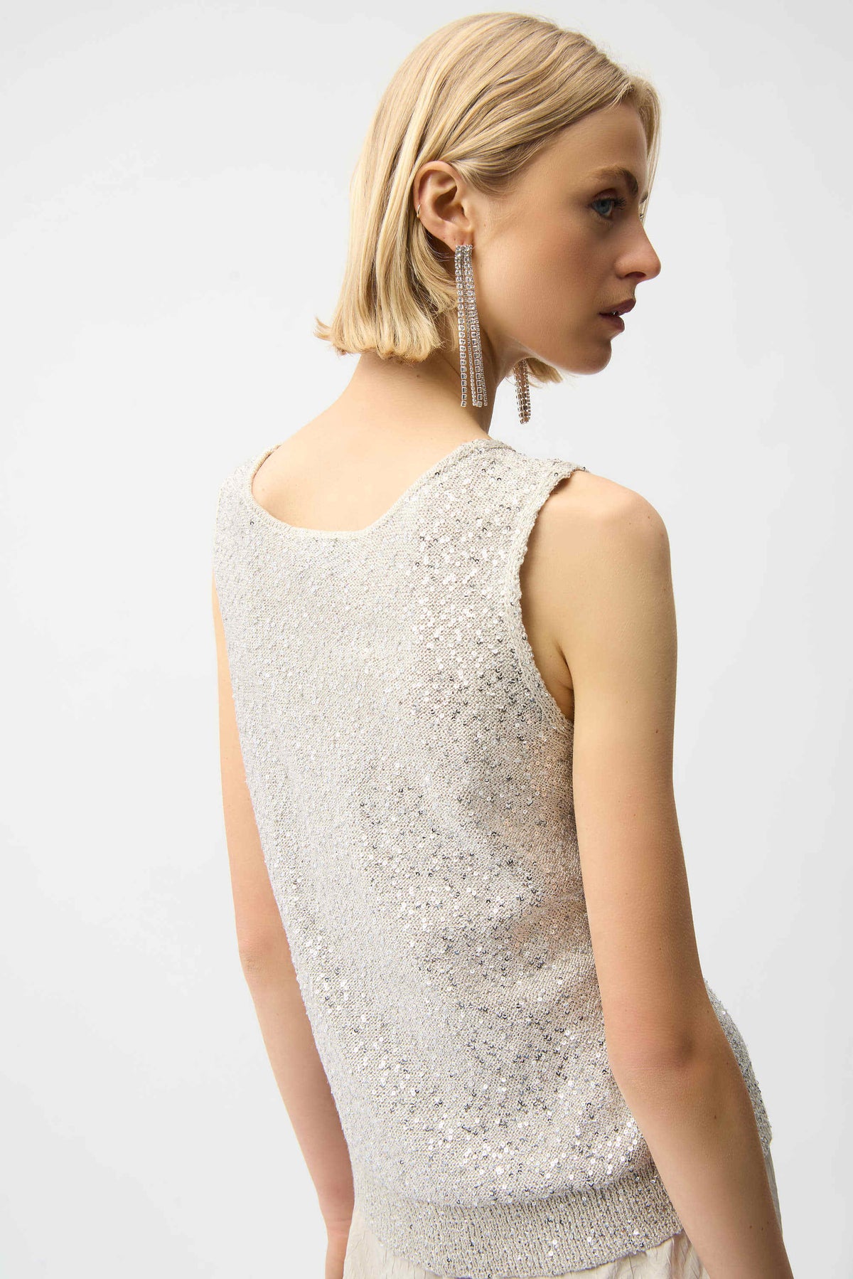 Joseph Ribkoff Moonstone Sequins Yarn V-Neck Camisole