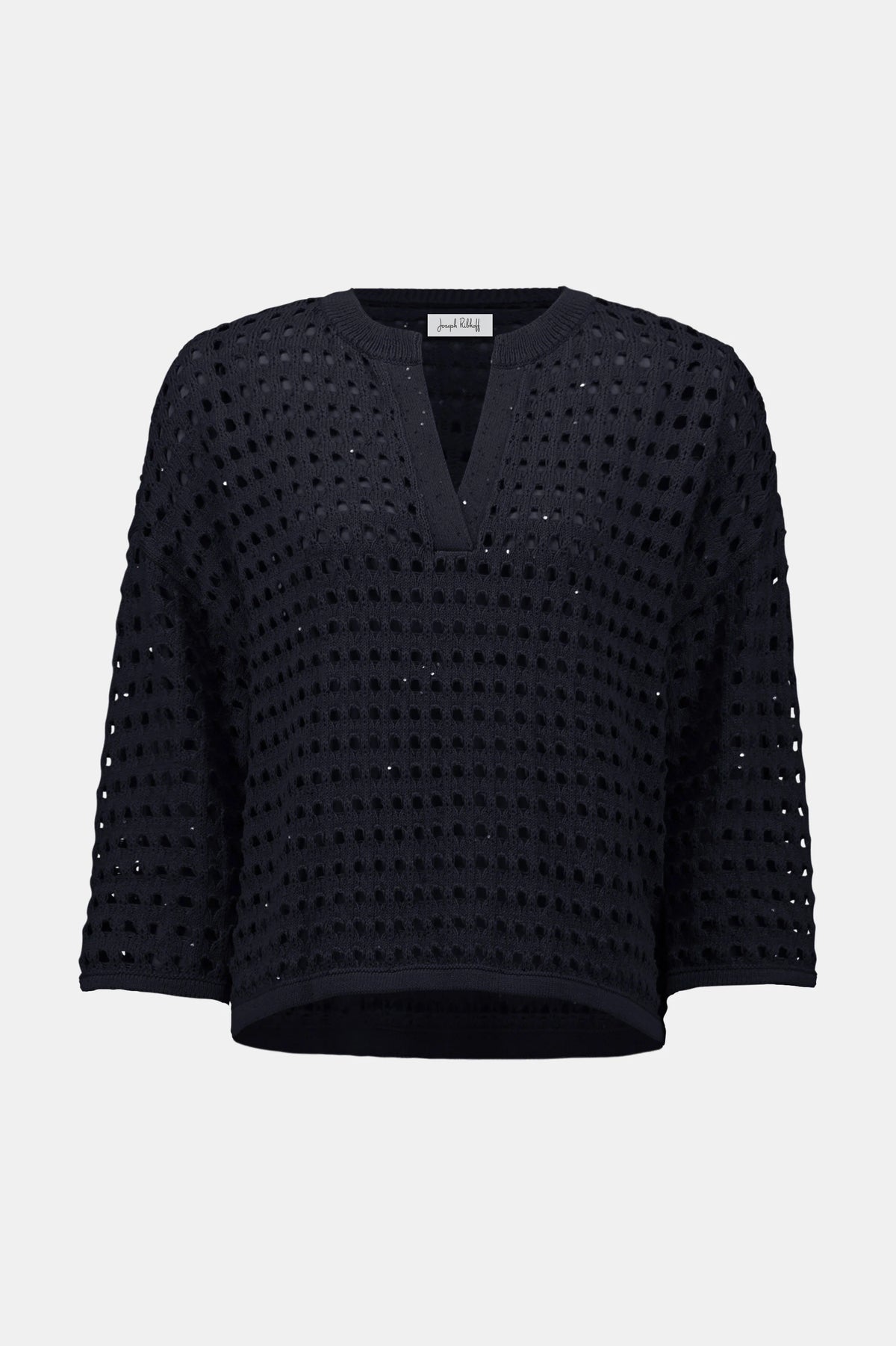 Joseph Ribkoff Midnight Blue Cotton Blend Open Stitch Boxy Sweater