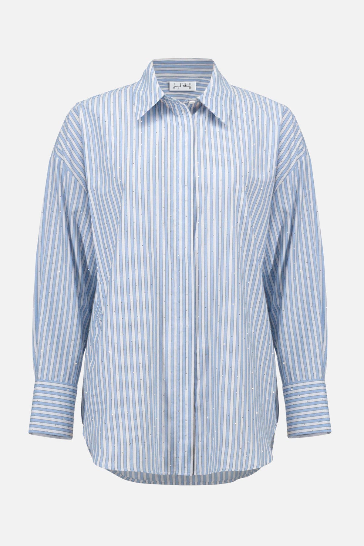 Joseph Ribkoff Blue/Vanilla Tencel Stripe Print Boxy Blouse