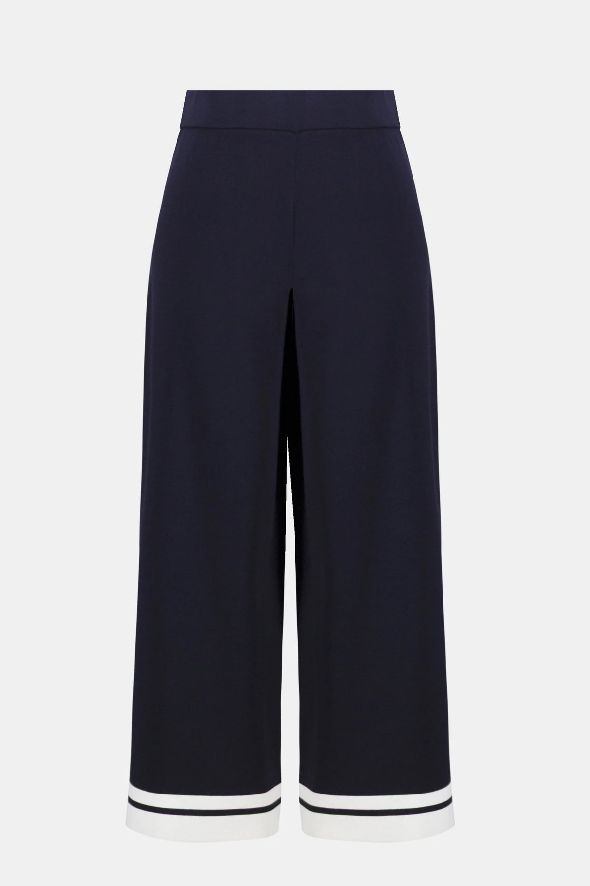 Joseph Ribkoff Midnight Blue/Vanilla Viscose Blend Culotte pants With Stripe Detail