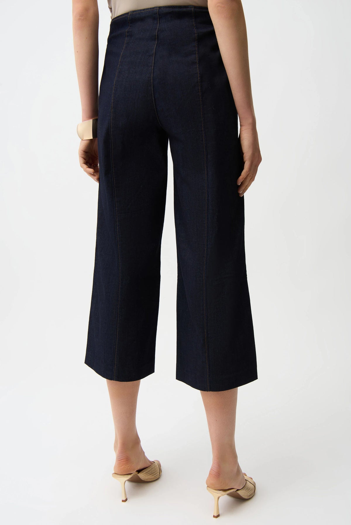 Joseph Ribkoff Dark Denim Blue Culotte Jeans With Exposed Side Zipper
