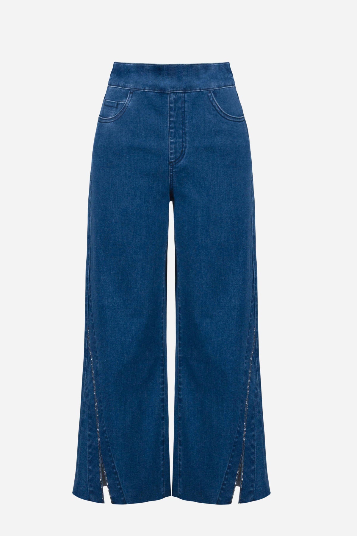Joseph Ribkoff Medium Blue Culotte Jeans With Rhinestones