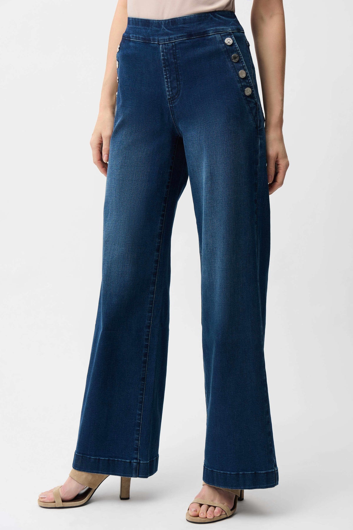 Joseph Ribkoff Medium Blue Wide Leg Pull-On Jeans