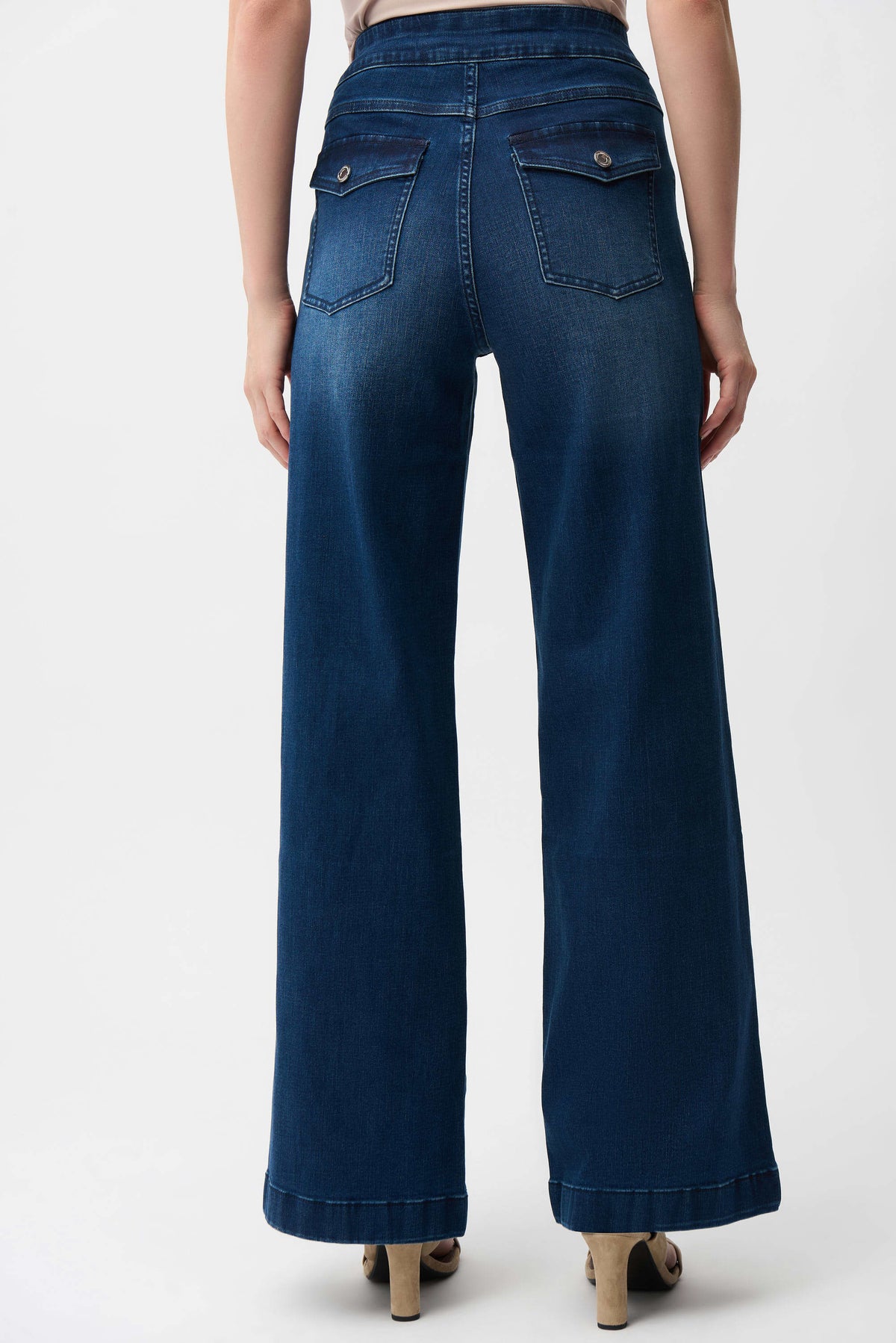 Joseph Ribkoff Medium Blue Wide Leg Pull-On Jeans